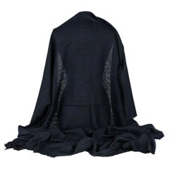 Chanel New Cashmere Navy Logo Shawl