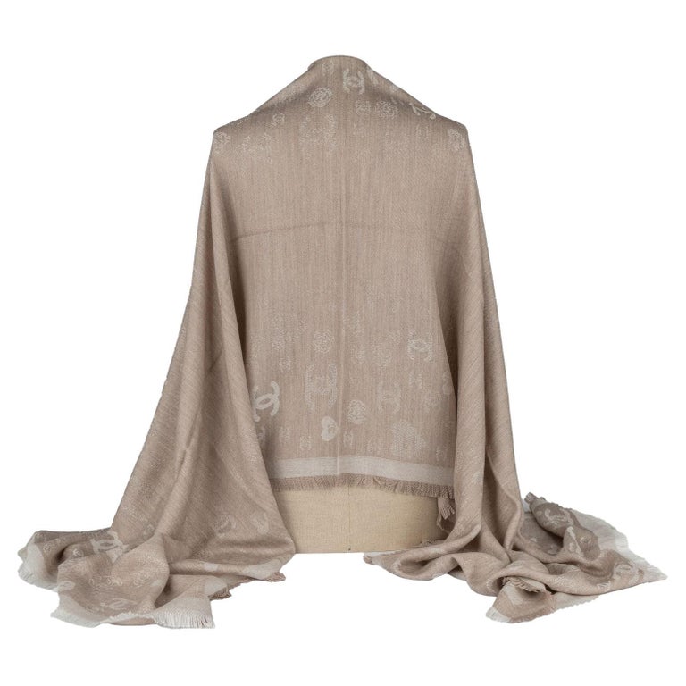 Chanel New Cashmere Shawl Beige For Sale at 1stDibs