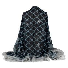 Chanel New Cashmere Shawl Black Blue