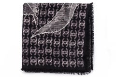 Chanel New Cashmere Shawl Black Camellia