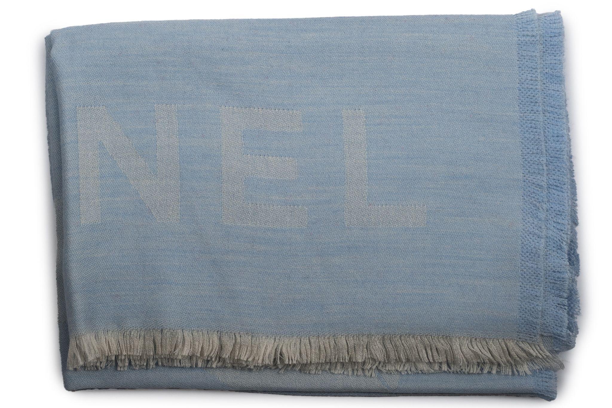 Gray Chanel New Cashmere Shawl Celeste For Sale