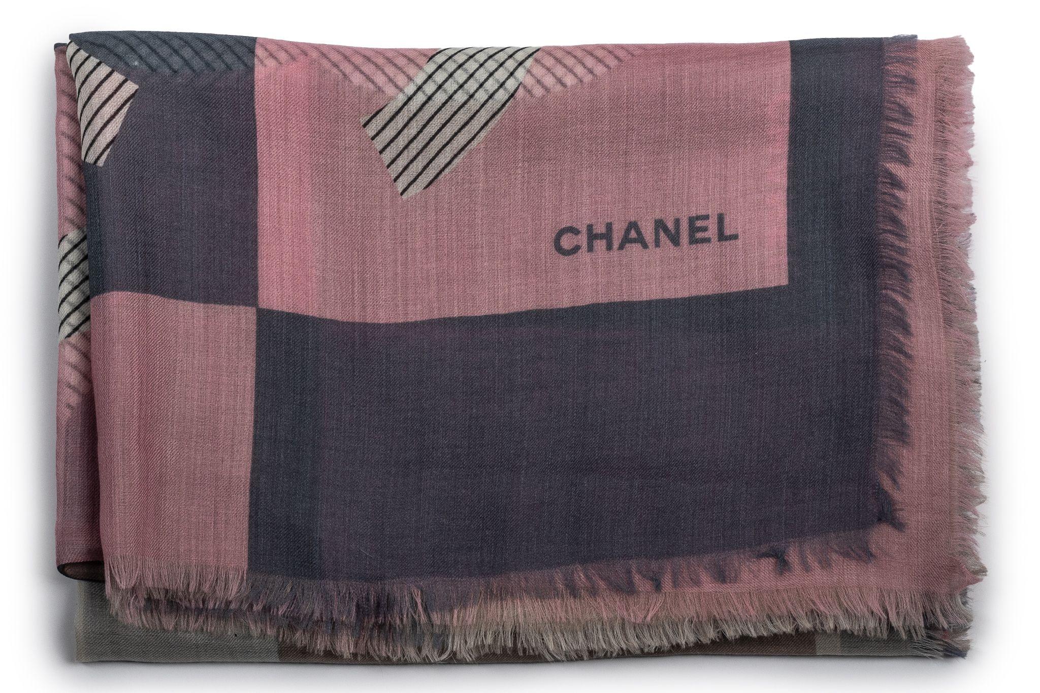 Chanel New Cashmere Shawl Checkered For Sale 1