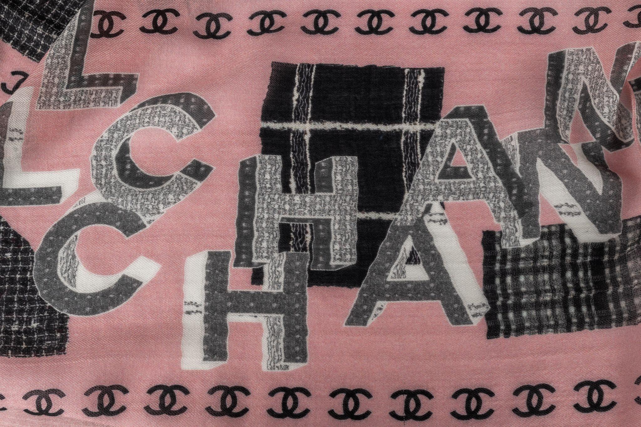 Black Chanel New Cashmere Shawl Geometric For Sale