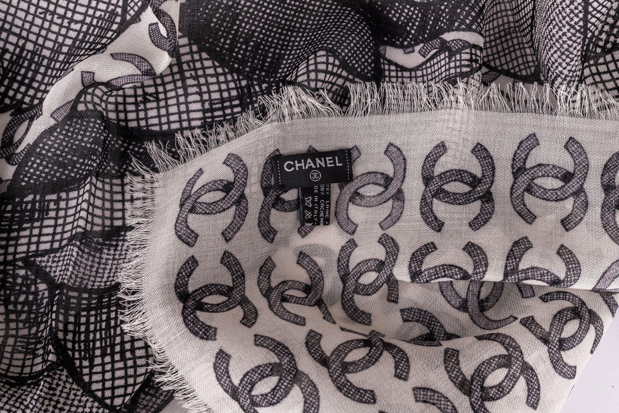 Gray Chanel New Cashmere Shawl Grey For Sale