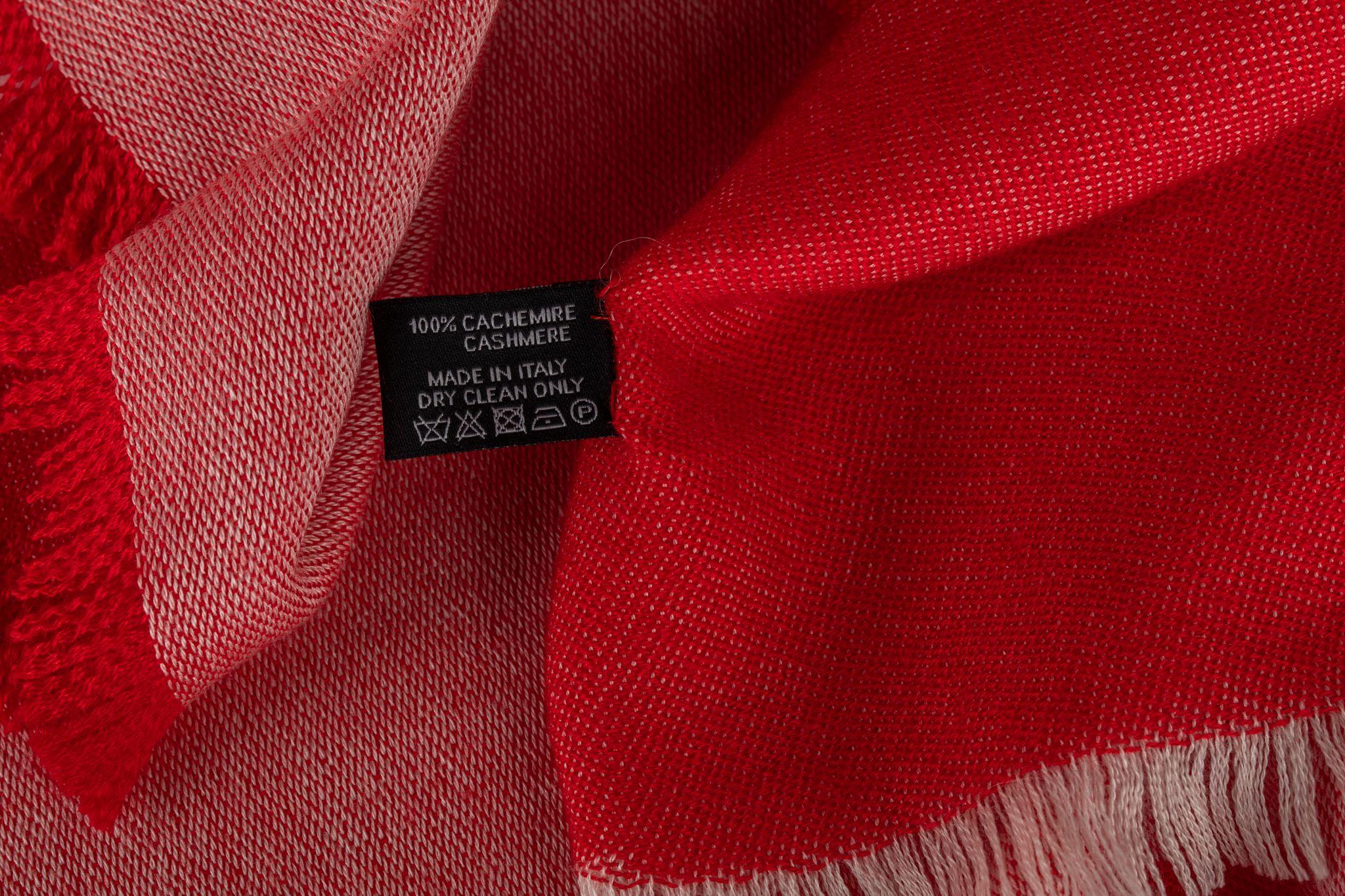 Chanel New Cashmere Shawl in Red For Sale 2