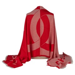 Vintage Chanel New Cashmere Shawl in Red