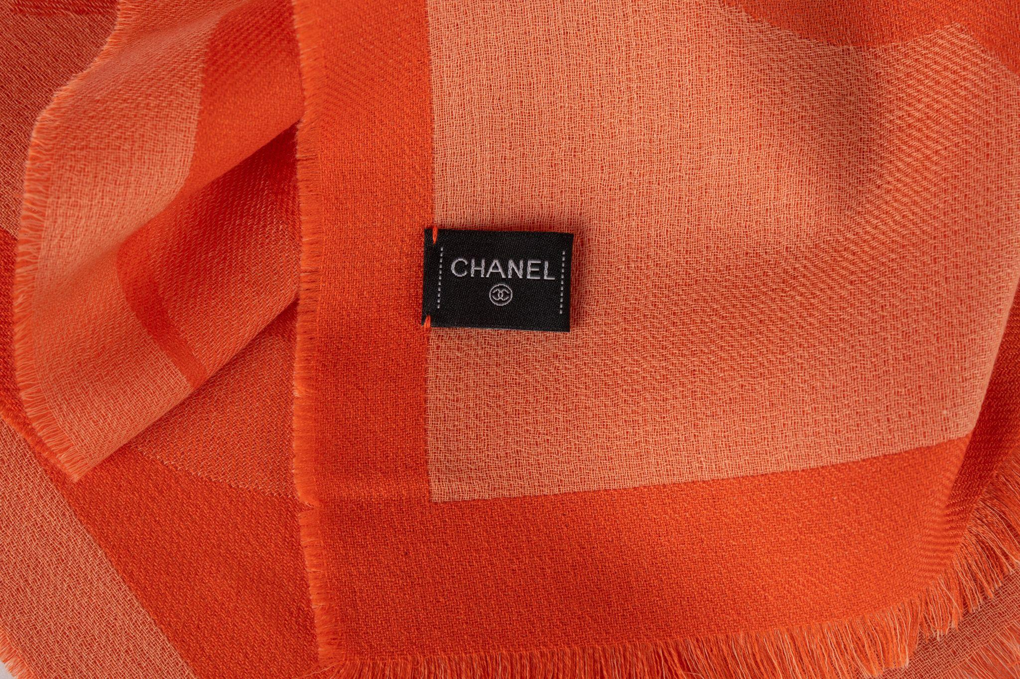 Chanel New Cashmere Shawl Orange In New Condition For Sale In West Hollywood, CA