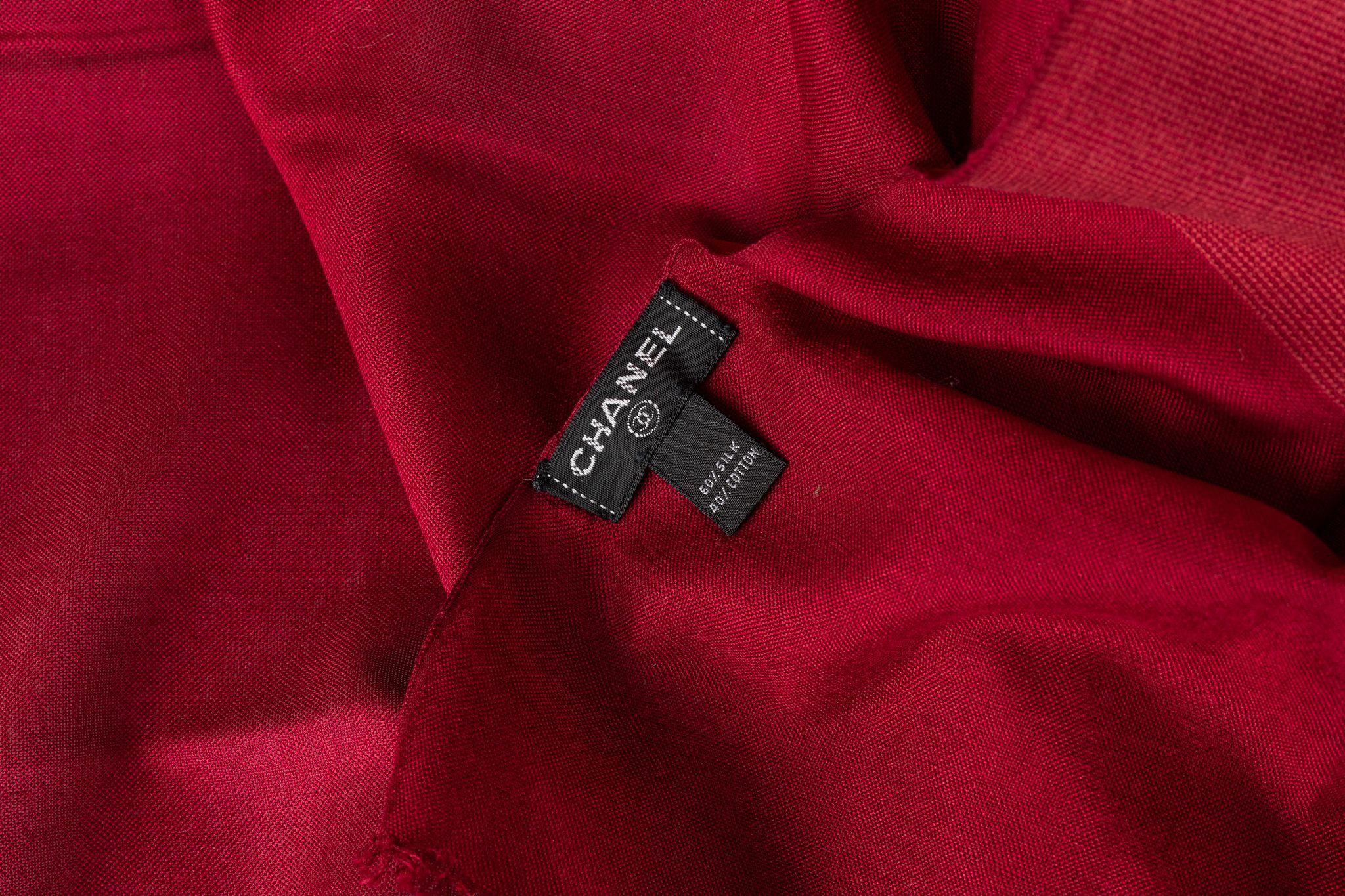 Chanel New Cashmere Shawl Red For Sale 2