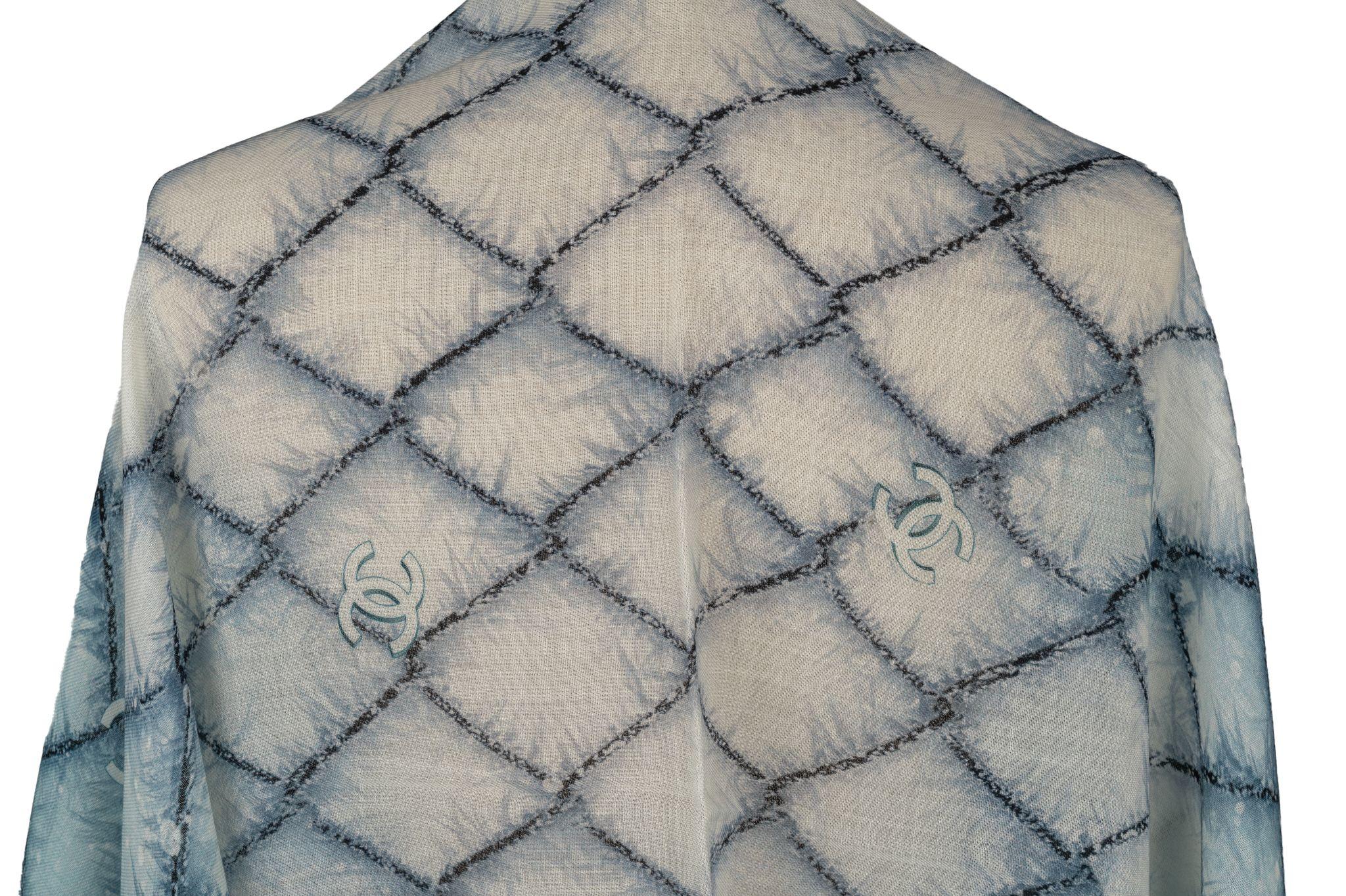 Chanel New Cashmere Shawl Space Blue For Sale 1