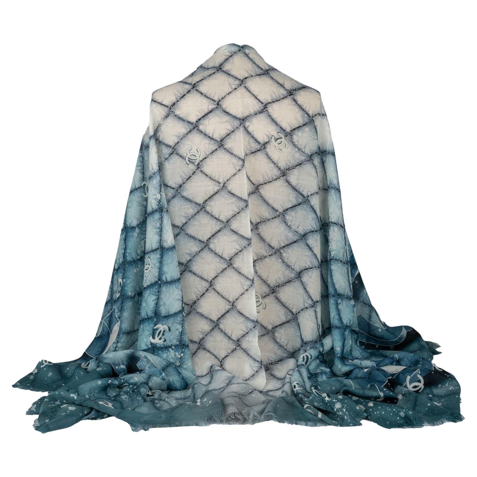 Chanel New Cashmere Shawl Space Blue For Sale