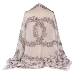 Chanel New Cashmere Shawl White Leaves (Châle en cachemire)