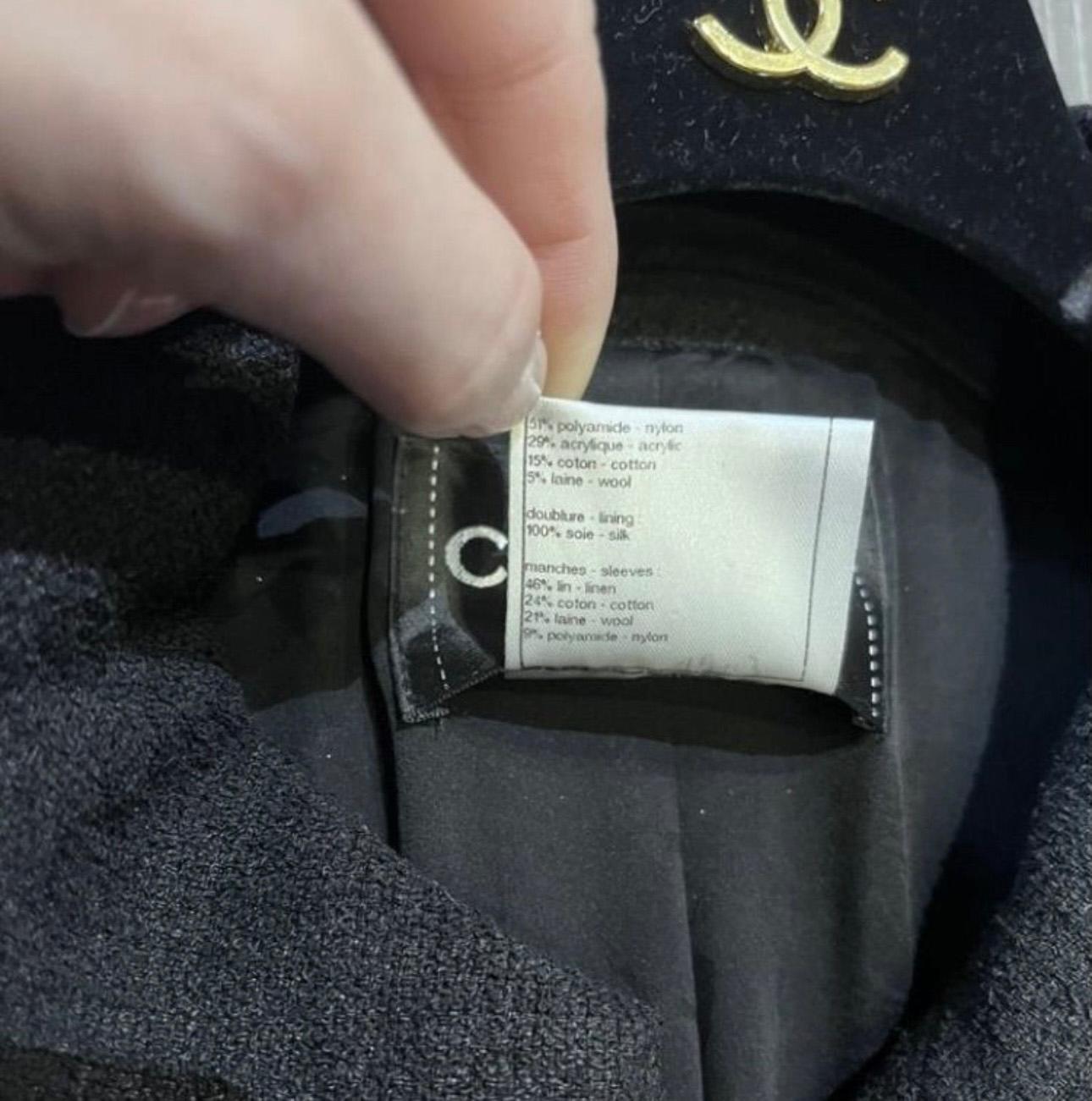 Chanel New CC Bag Charm Black Tweed Jacket For Sale 3