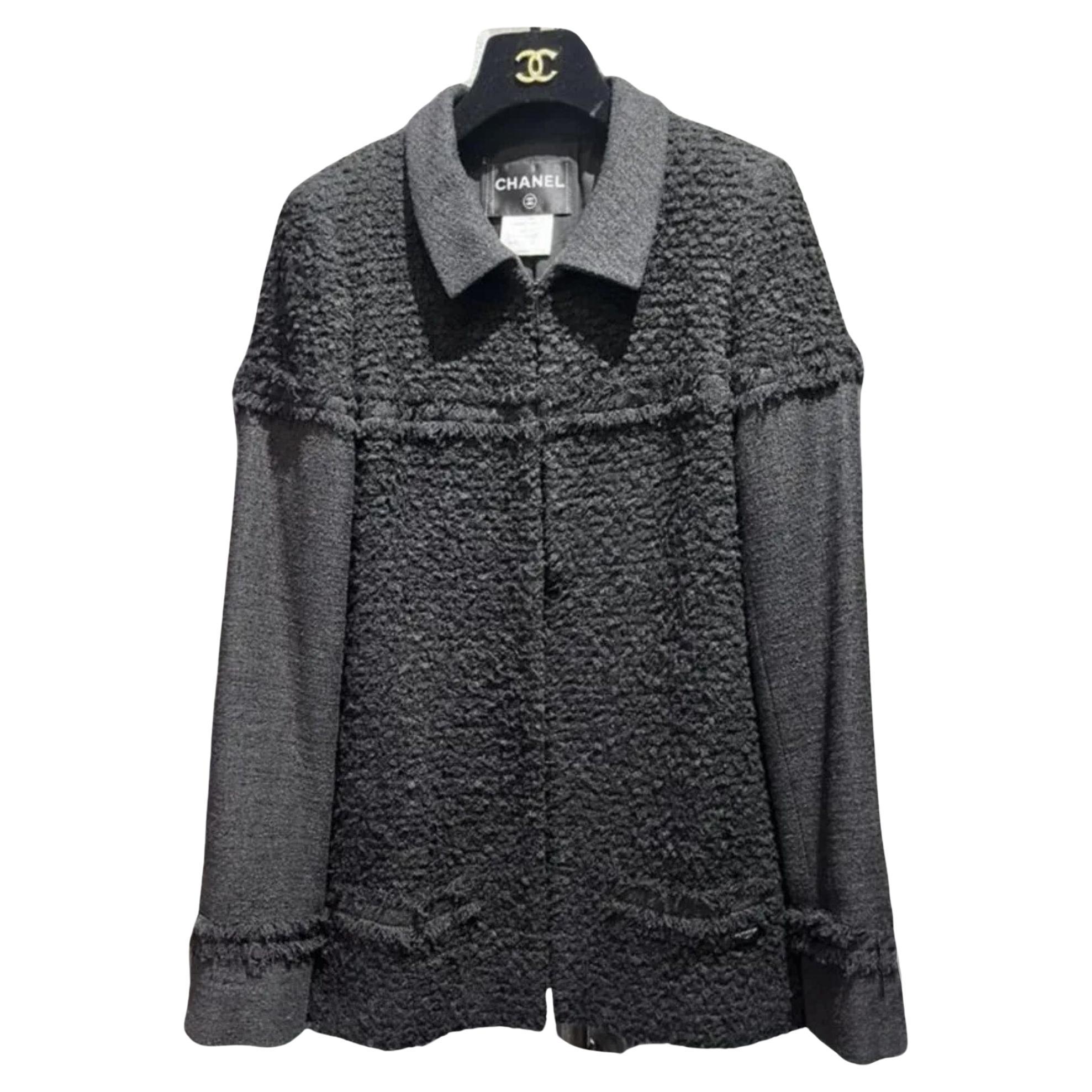 Chanel Neu CC Tasche Charm Schwarze Tweed Jacke mit Charme