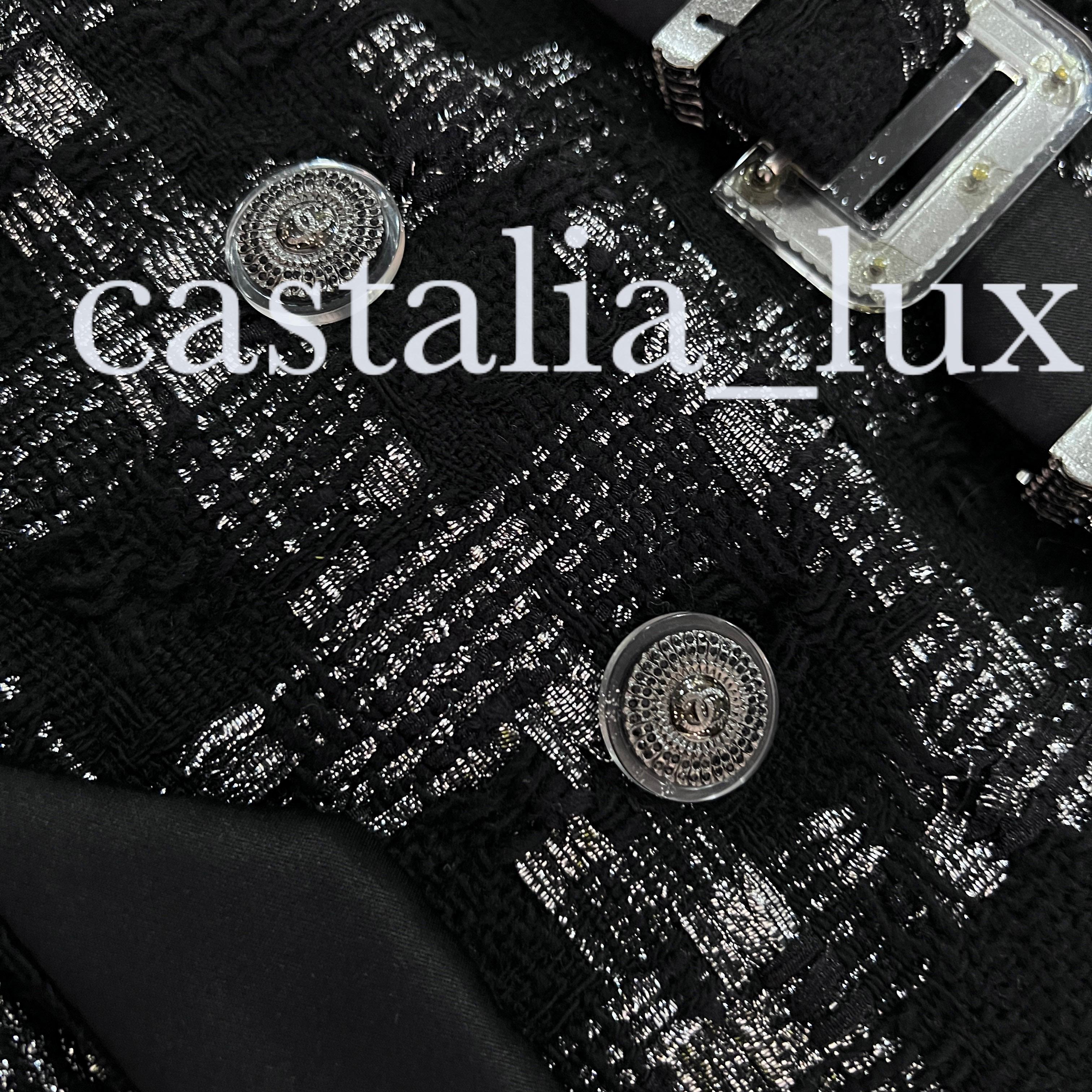 Chanel New CC Buttons Black Belted Tweed Jacket 4