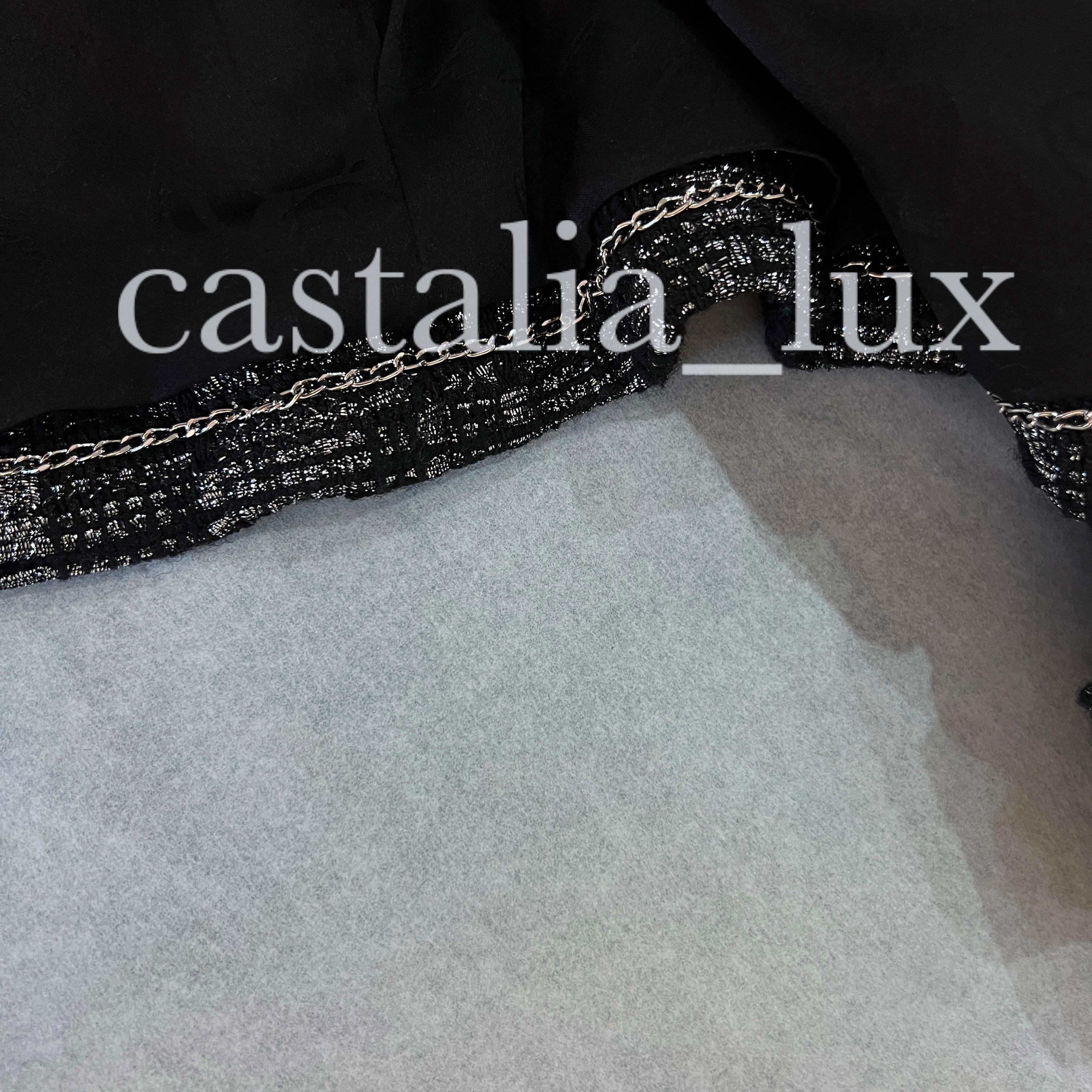 Chanel New CC Buttons Black Belted Tweed Jacket 5