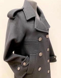 Chanel New CC Buttons Black Double Breasted Coat