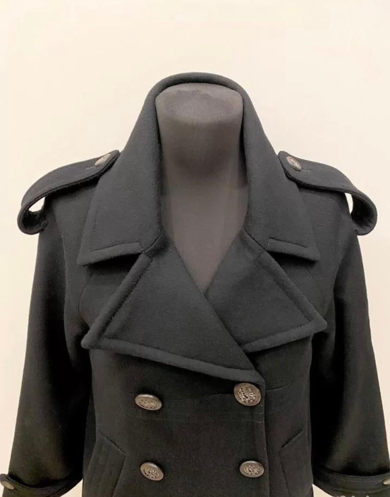 Women's or Men's Chanel New CC Buttons Black Double Breasted Coat For Sale