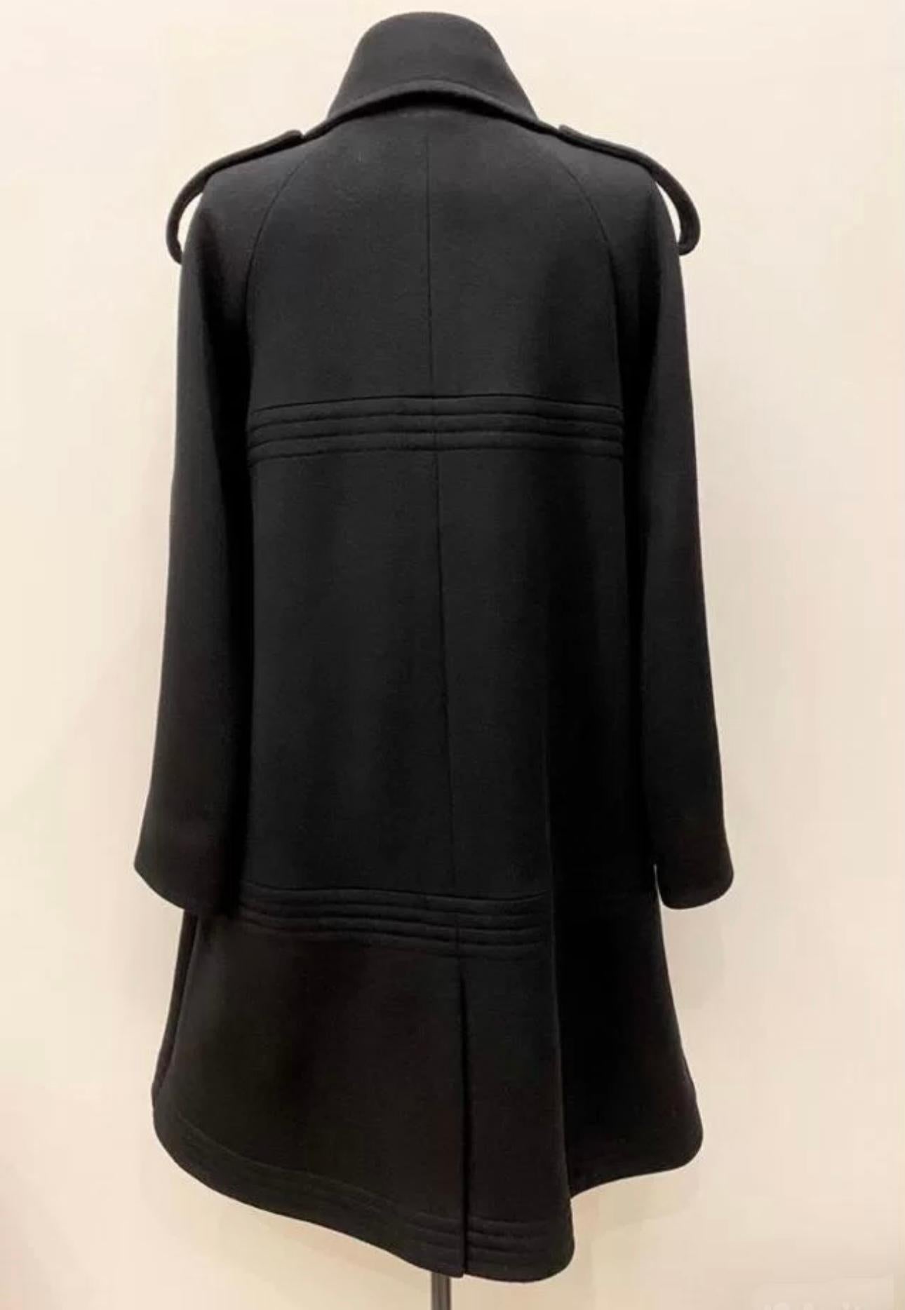 Chanel New CC Buttons Black Double Breasted Coat For Sale 3