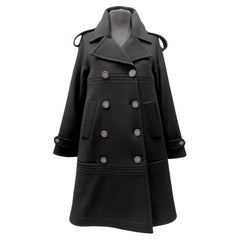 Chanel New CC Buttons Black Double Breasted Coat