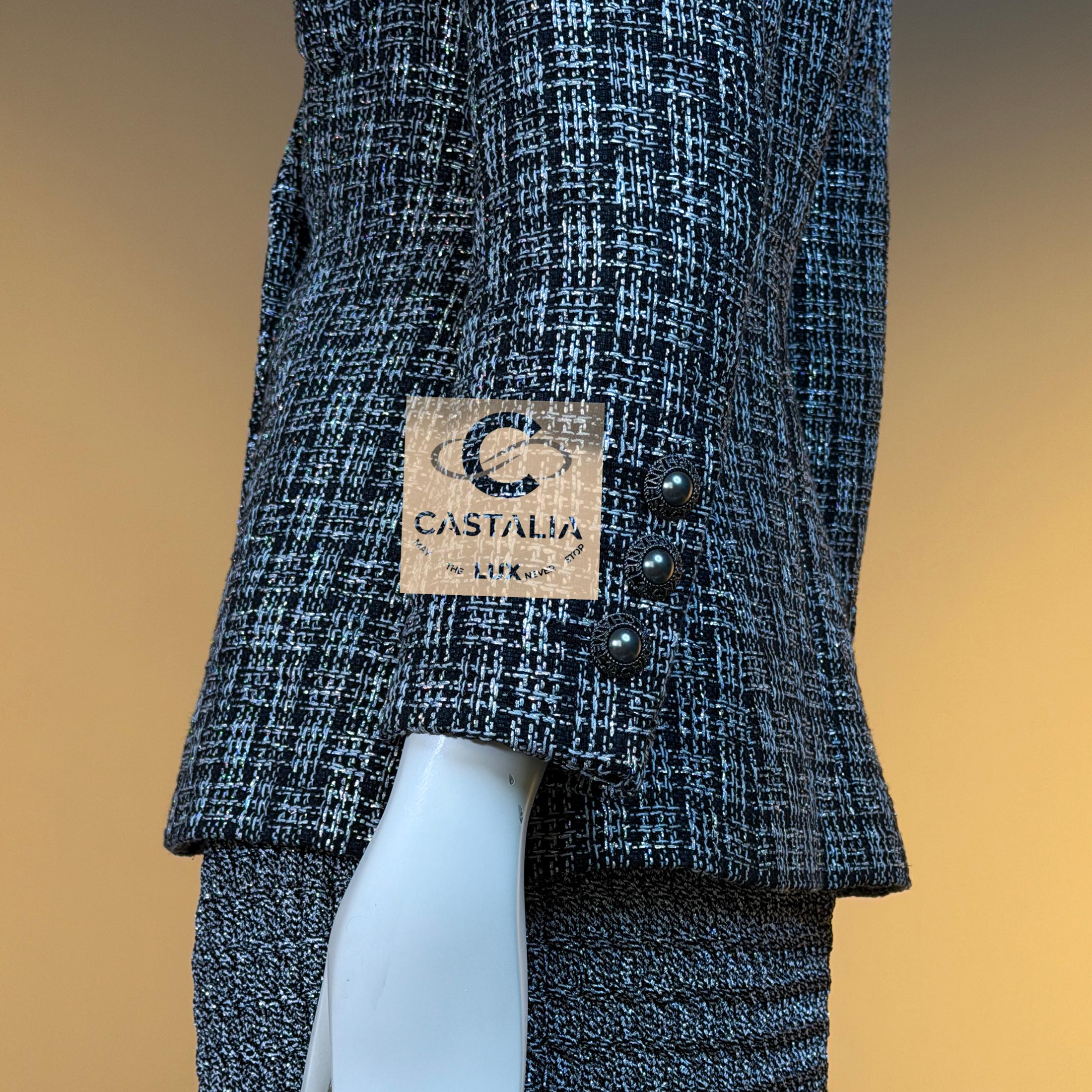 Chanel New CC Buttons Giacca in tweed nero lucido 34 FR in vendita 7