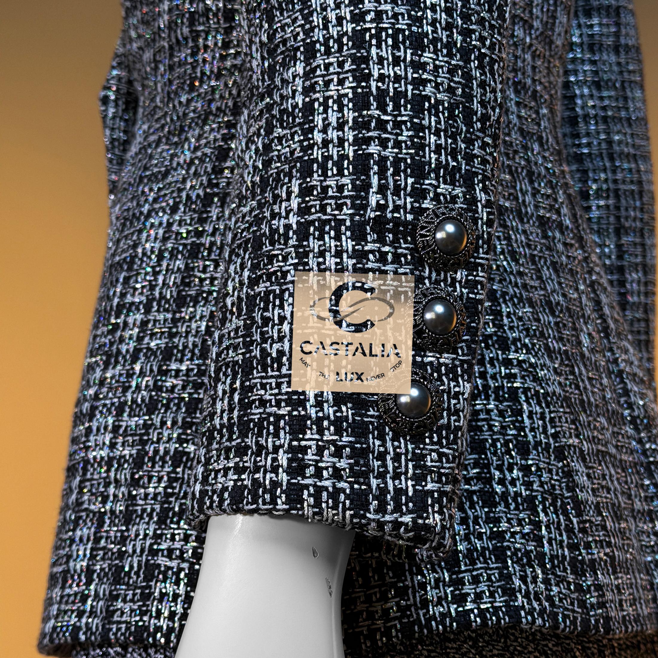 Chanel New CC Buttons Giacca in tweed nero lucido 34 FR in vendita 8