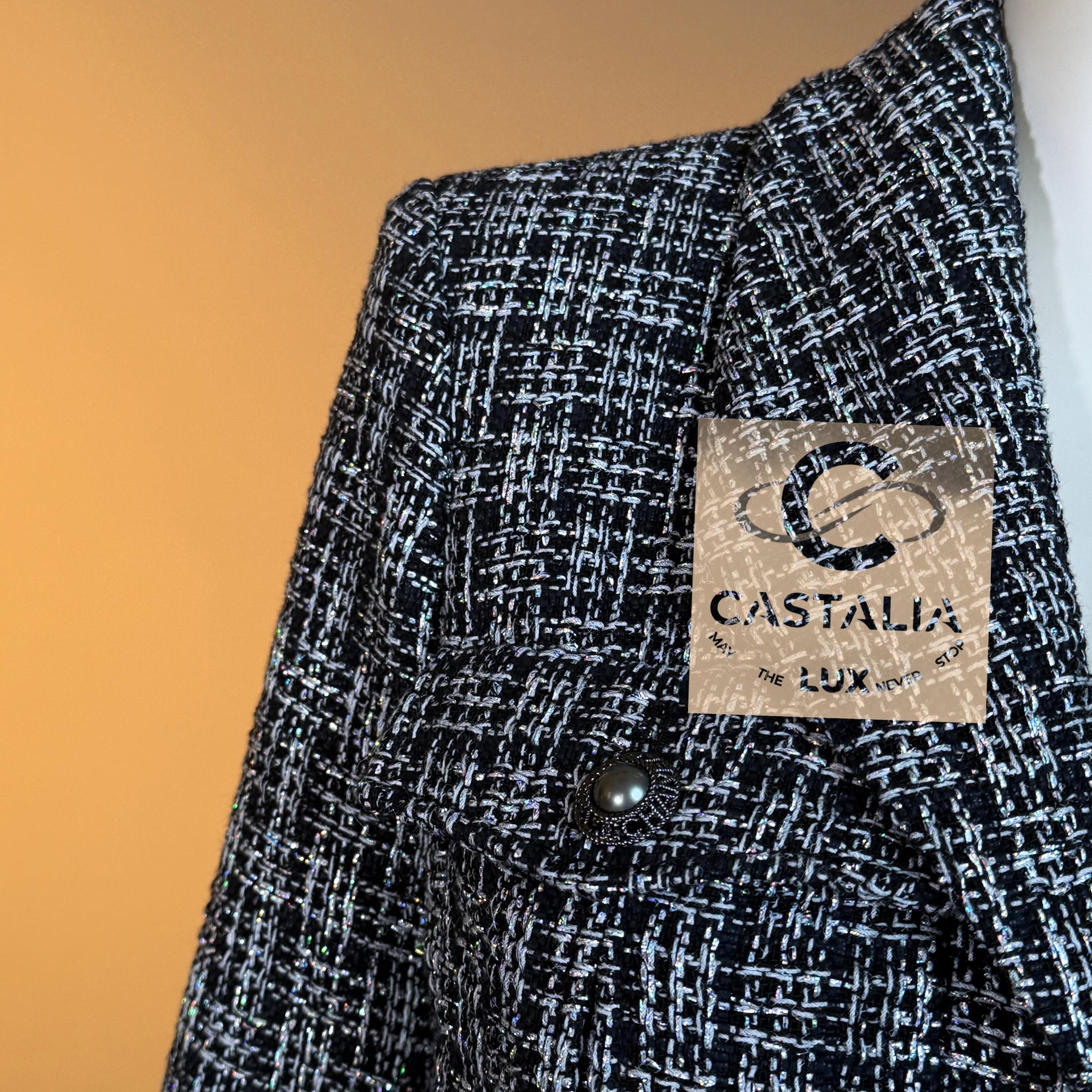 Chanel New CC Buttons Giacca in tweed nero lucido 34 FR in vendita 11