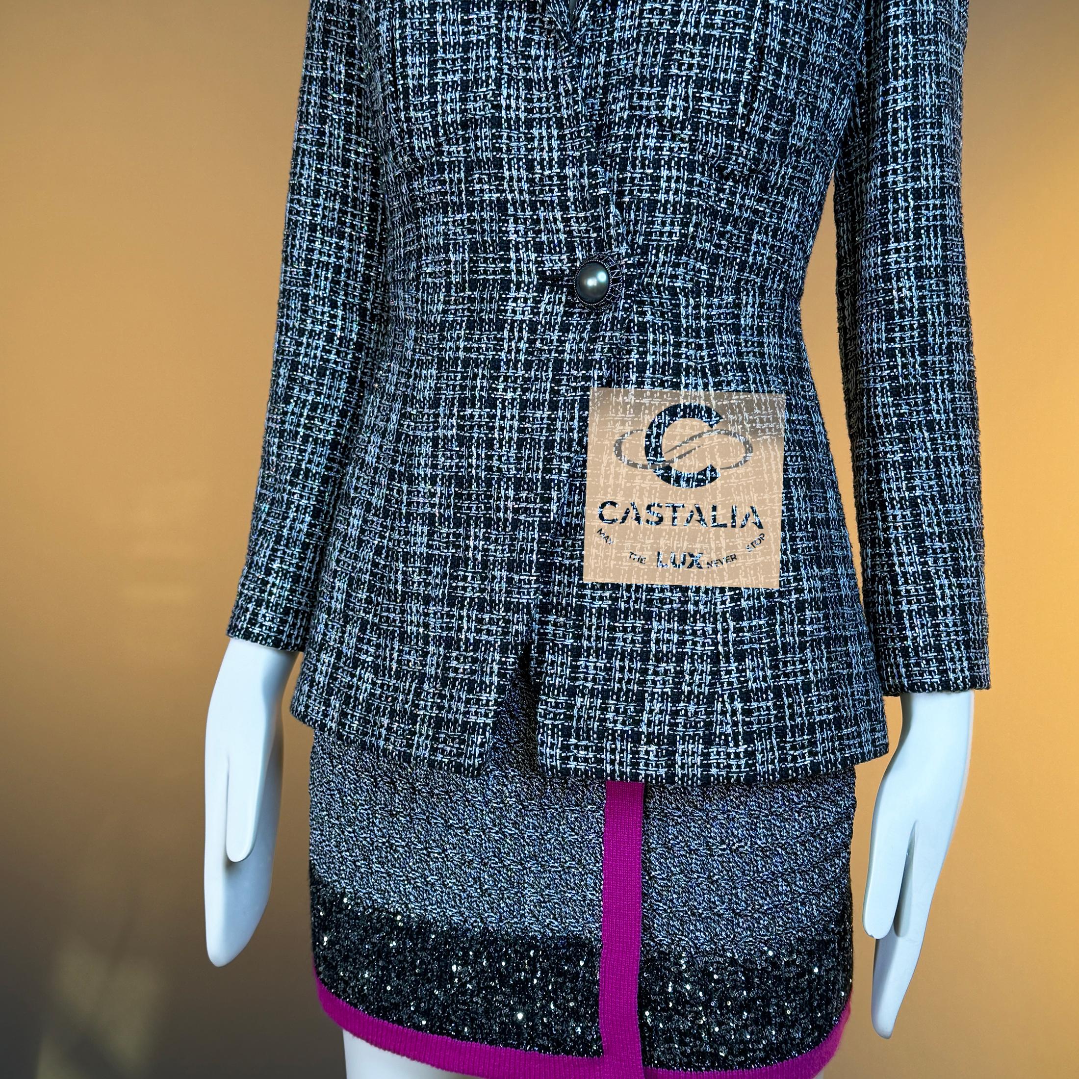 Chanel New CC Buttons Giacca in tweed nero lucido 34 FR in vendita 13