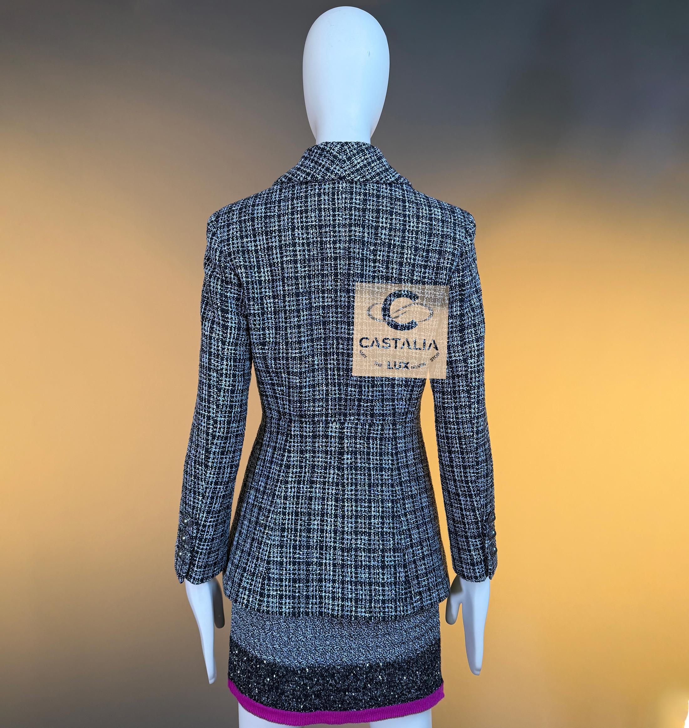 Chanel New CC Buttons Giacca in tweed nero lucido 34 FR in vendita 14