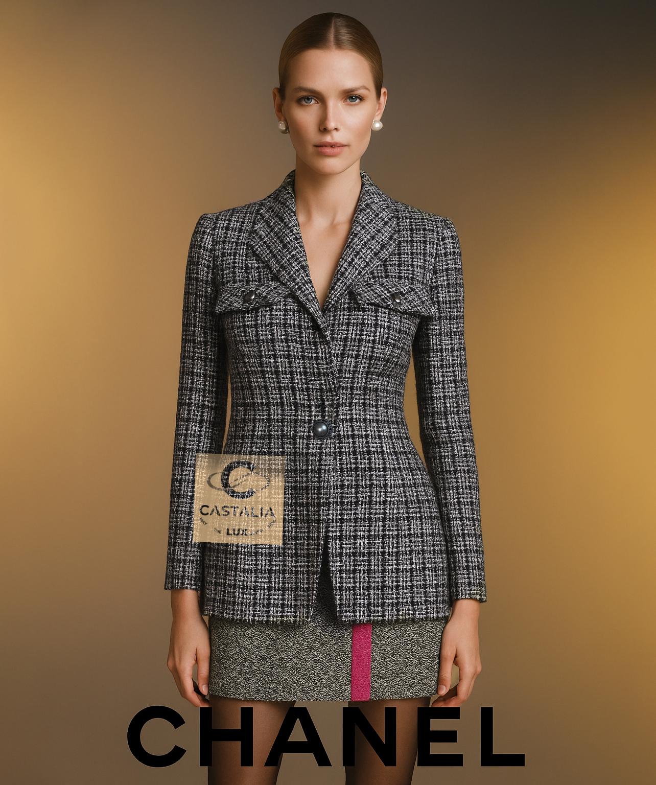 Chanel - Giacca in tweed Lesage nera e scintillante con bottoni di perle
Dalla Collection'S 2019 di Karl Lagerfeld

- Icone della mano del defunto Maestro, 
Indossato da luminari e celebrità, questo pezzo è più che un capo d'abbigliamento: è una