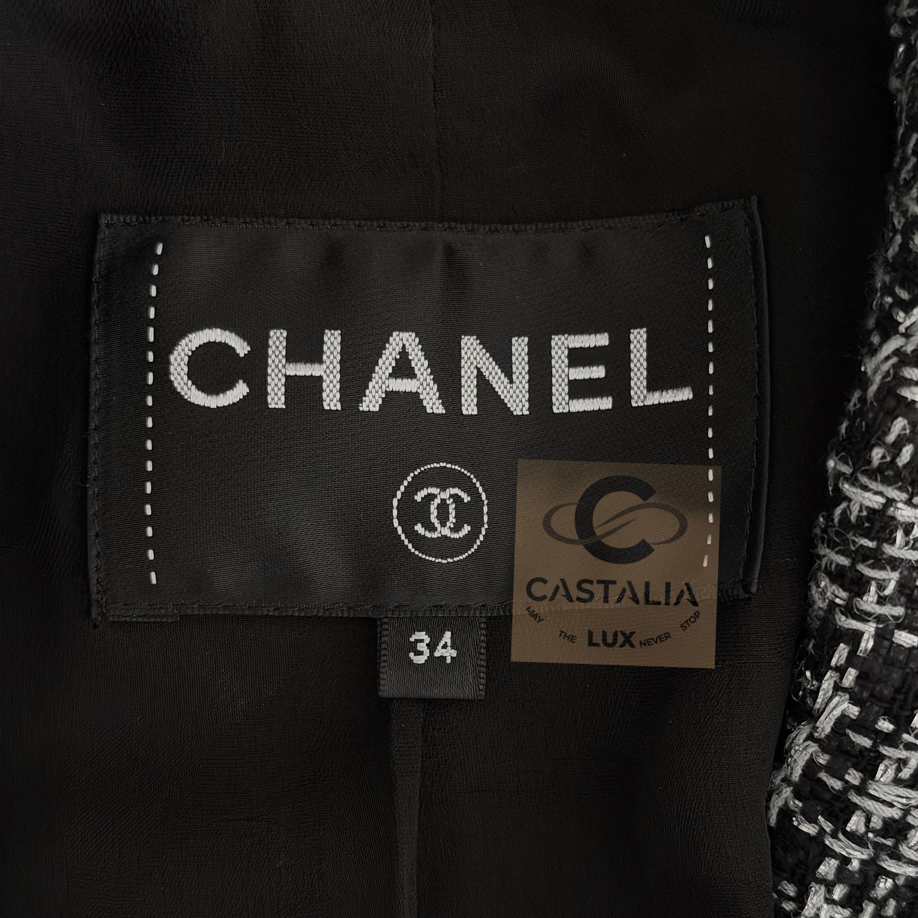 Chanel New CC Buttons Giacca in tweed nero lucido 34 FR in vendita 15