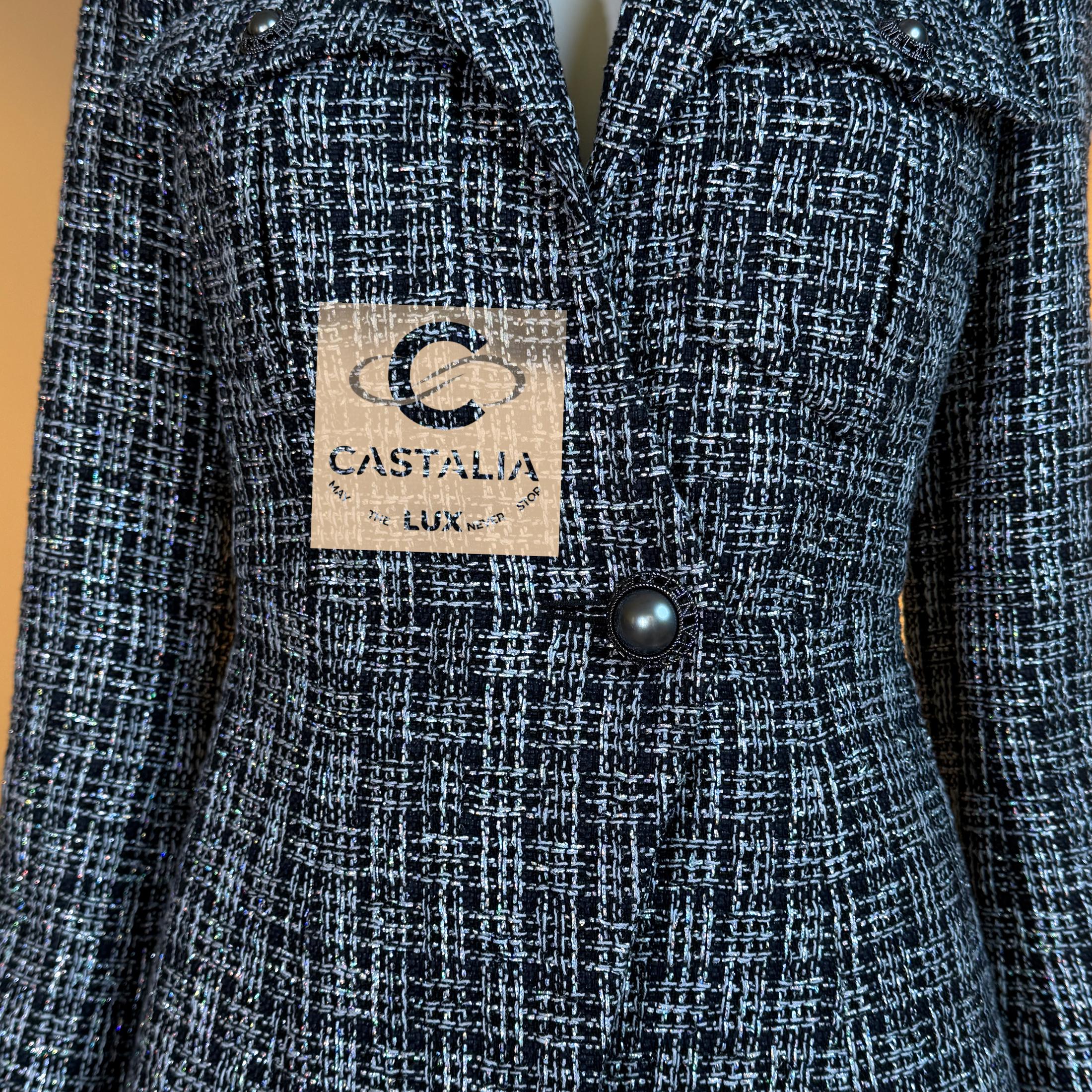 Chanel New CC Buttons Giacca in tweed nero lucido 34 FR in vendita 4