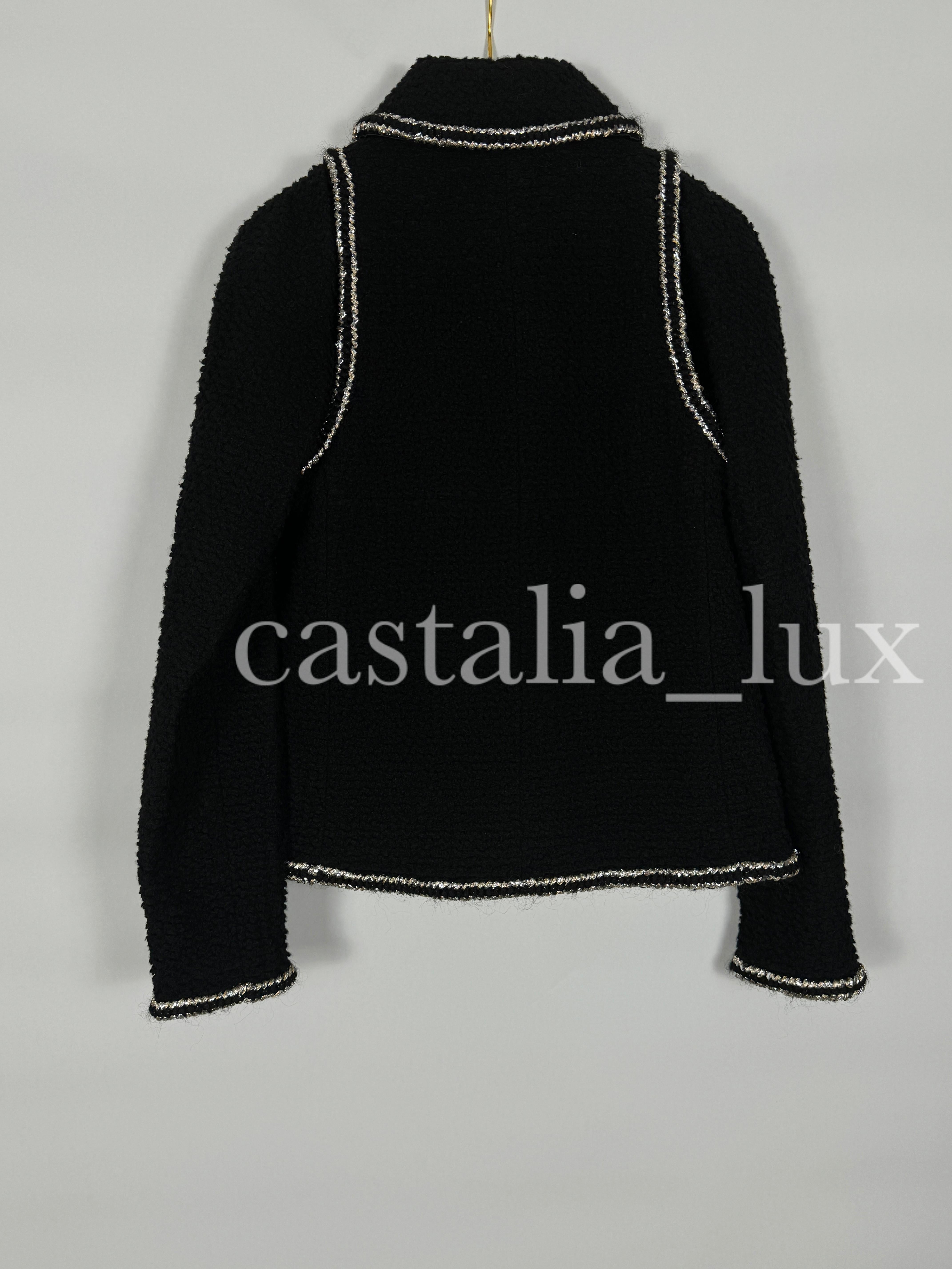 Chanel New CC Buttons Black Tweed Jacket 10