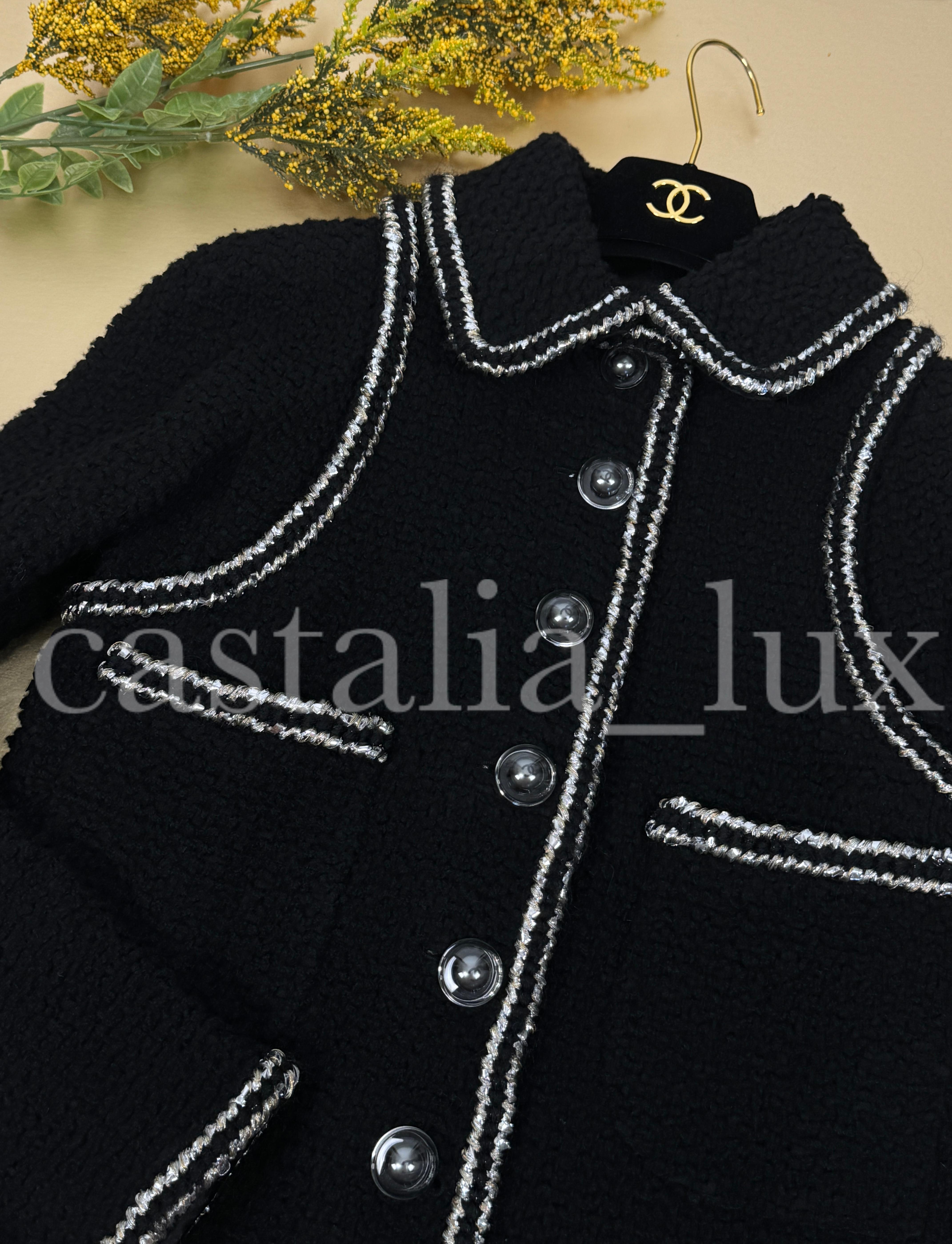 Women's or Men's Chanel New CC Buttons Black Tweed Jacket