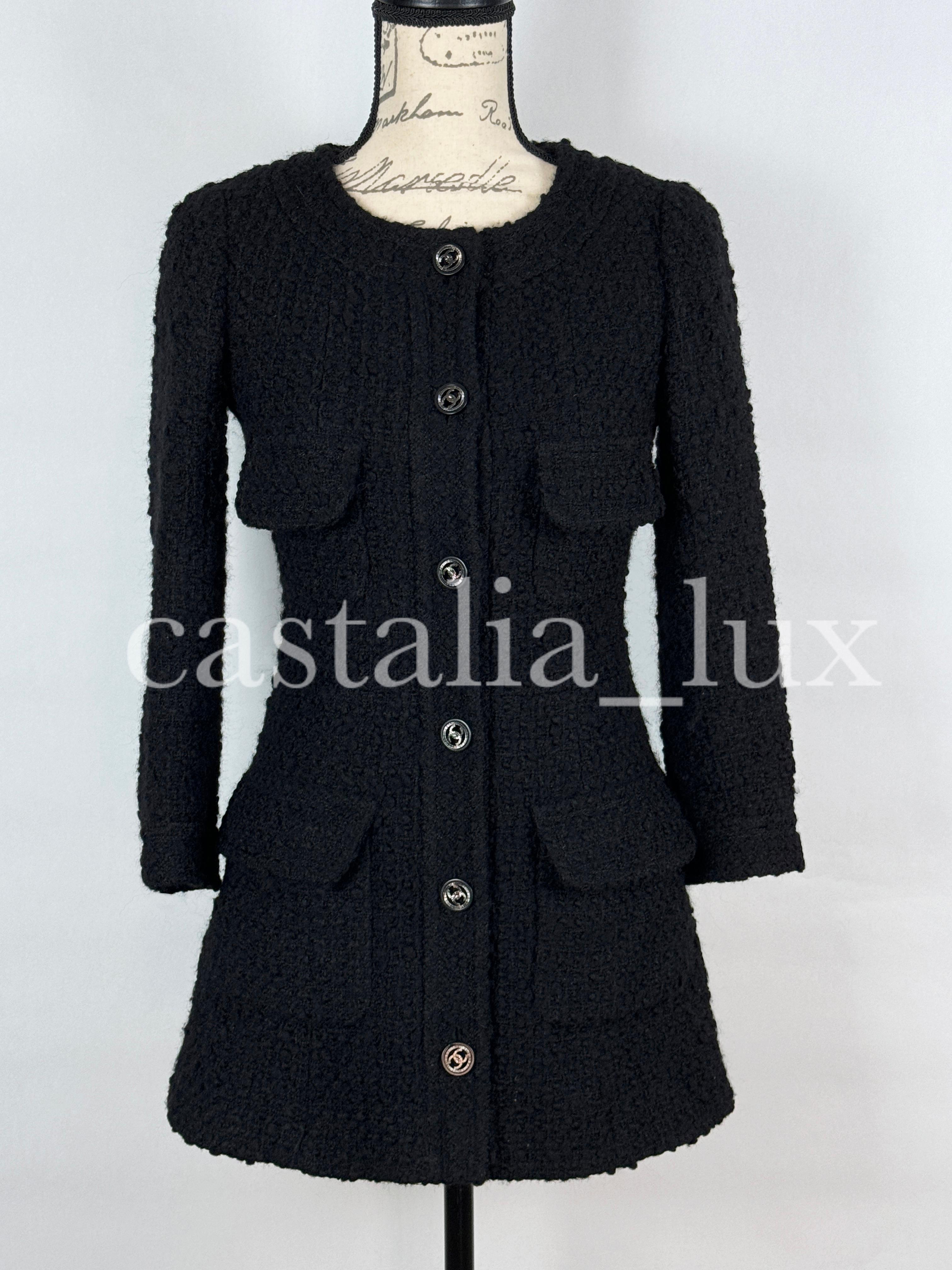 Chanel New CC Buttons Black Tweed Jacket 1