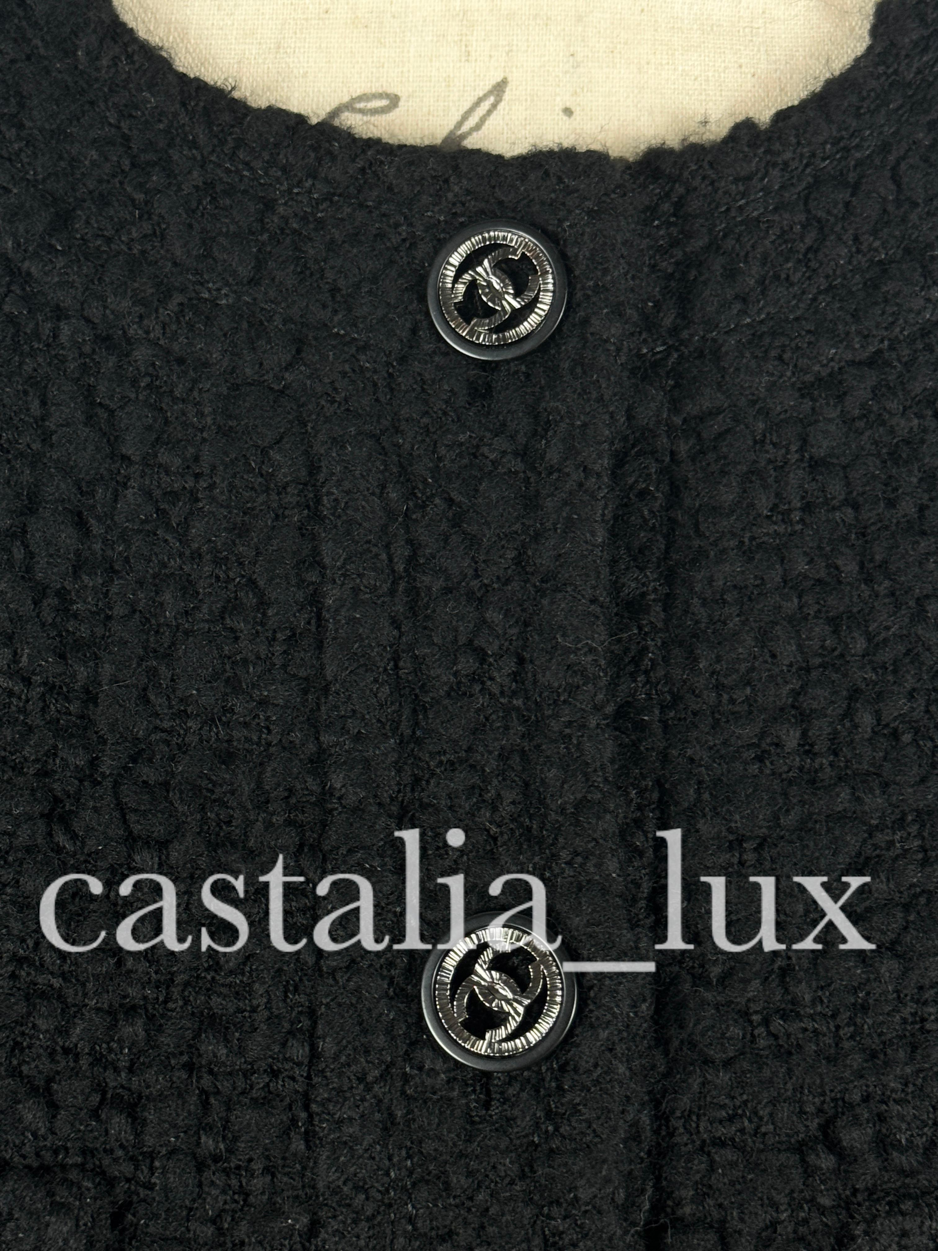 Chanel New CC Buttons Black Tweed Jacket 2