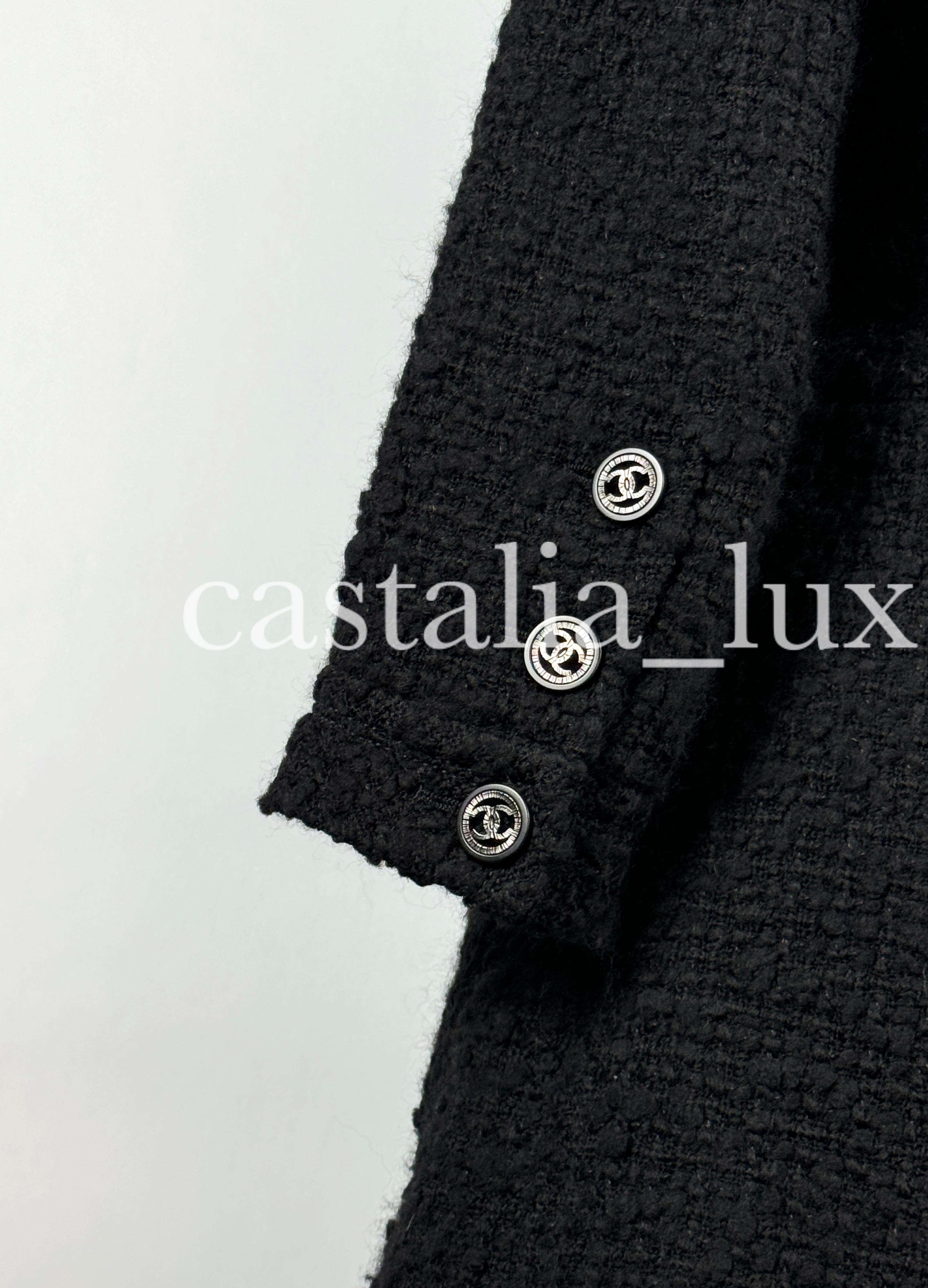 Chanel New CC Buttons Black Tweed Jacket 4