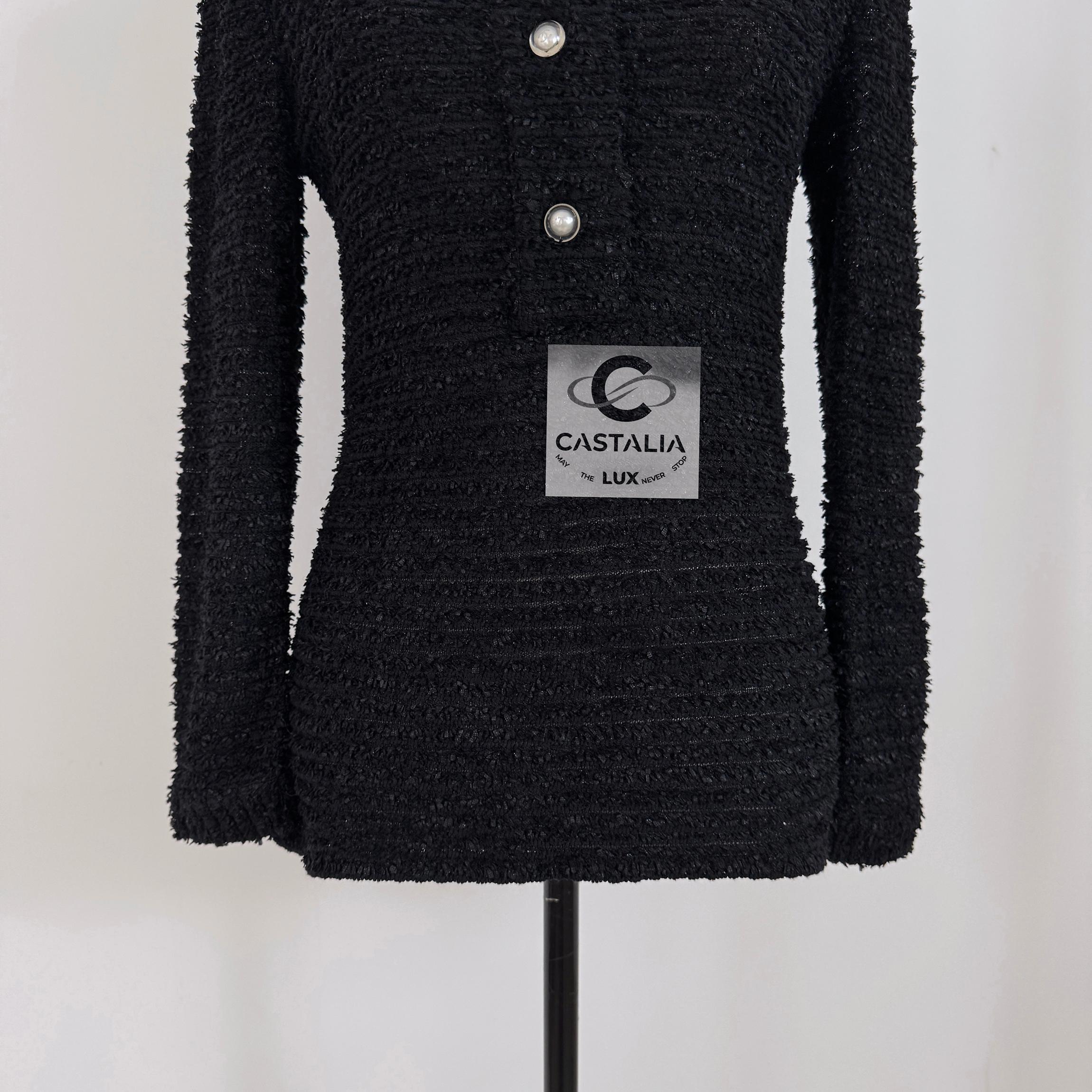 Chanel New CC Buttons Black Tweed Jumper 40 FR For Sale 6
