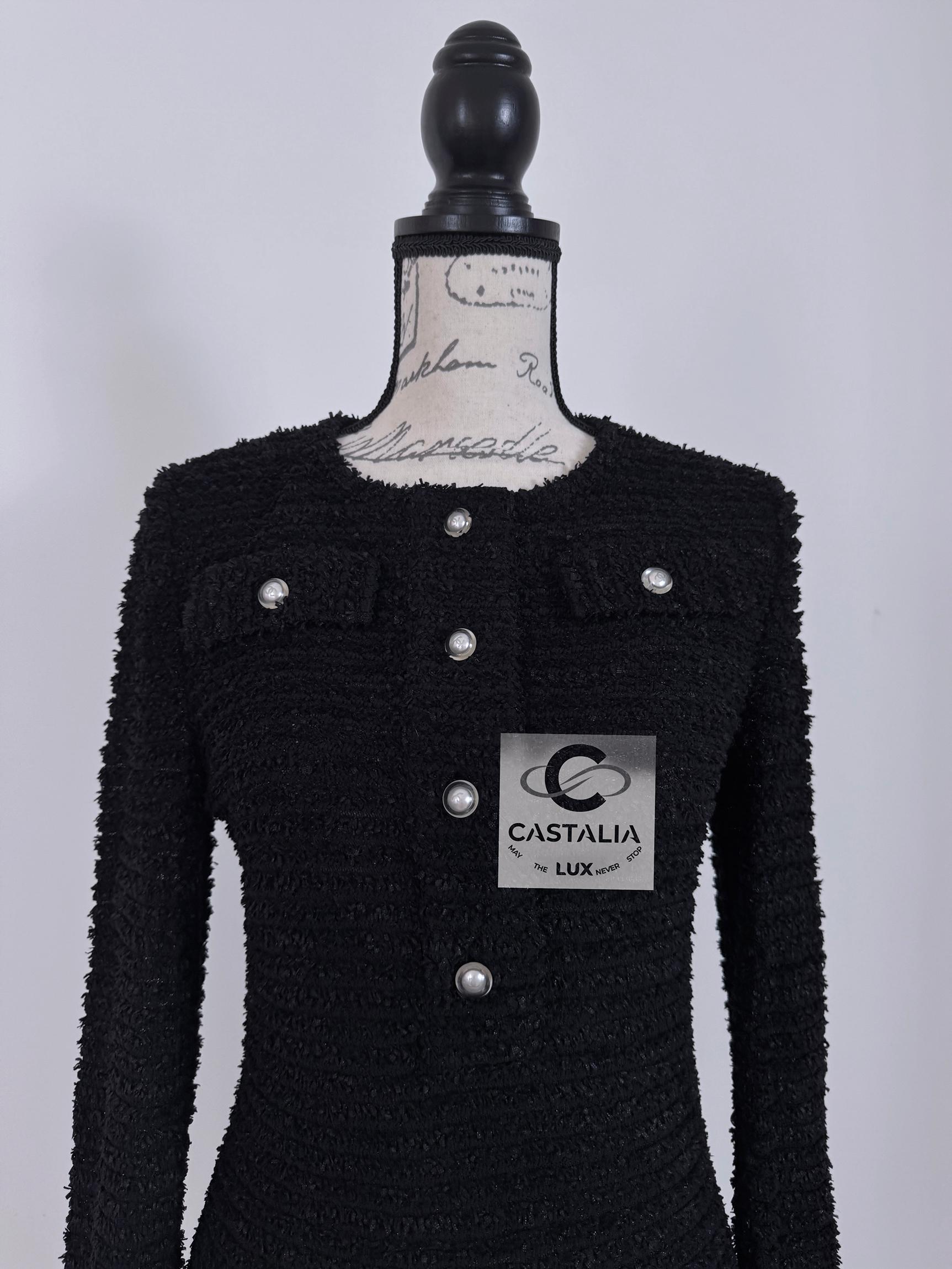 Chanel New CC Buttons Black Tweed Jumper 40 FR For Sale 7