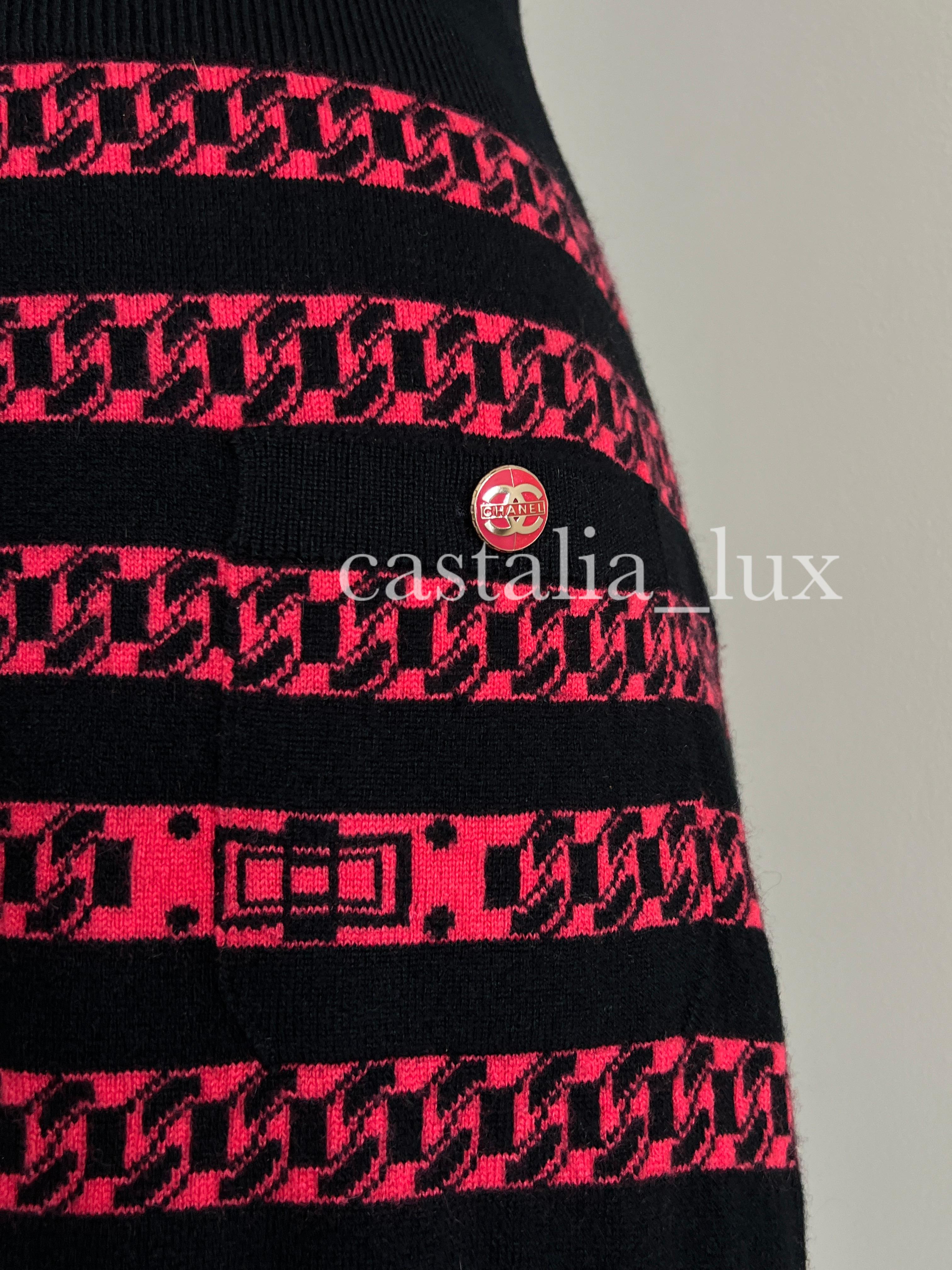 Chanel New CC Buttons Chain Pattern Cashmere Dress For Sale 2