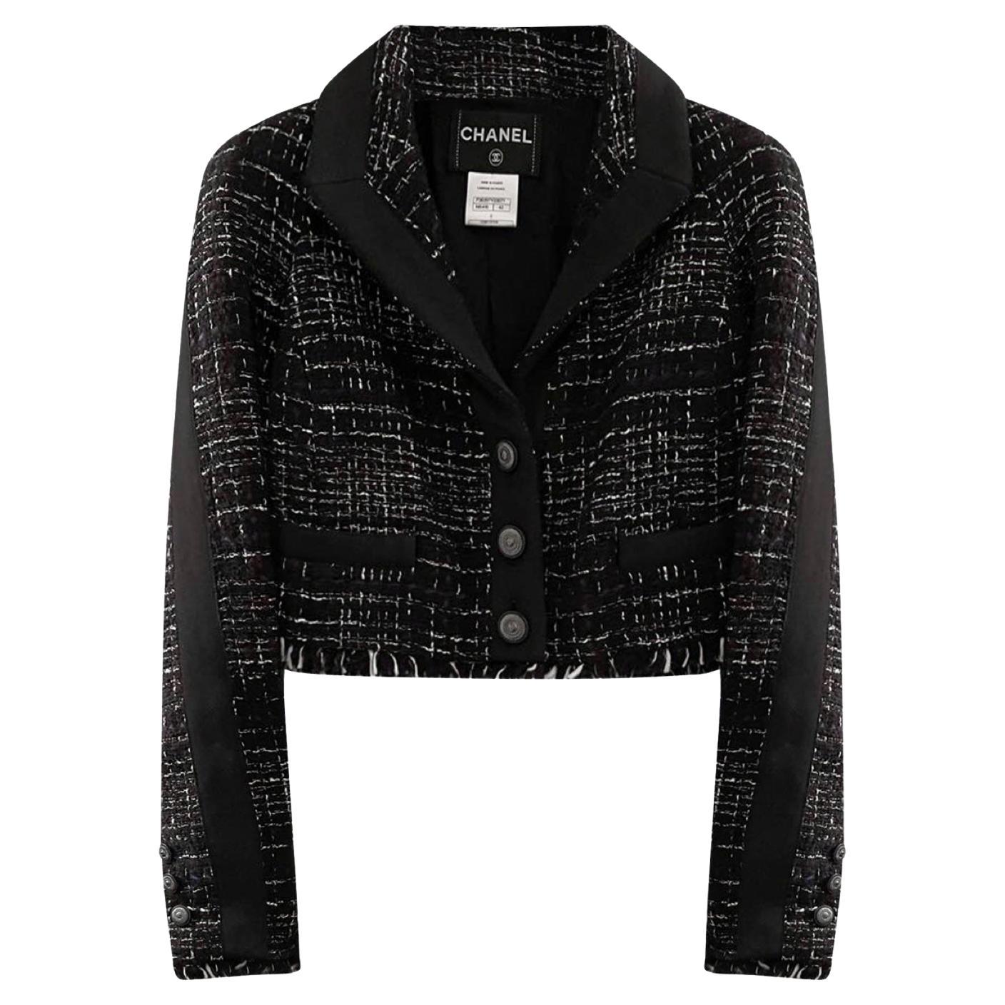 Chanel Lesage Black Chiffon Sequin Tweed Jacket Spring 2005 By