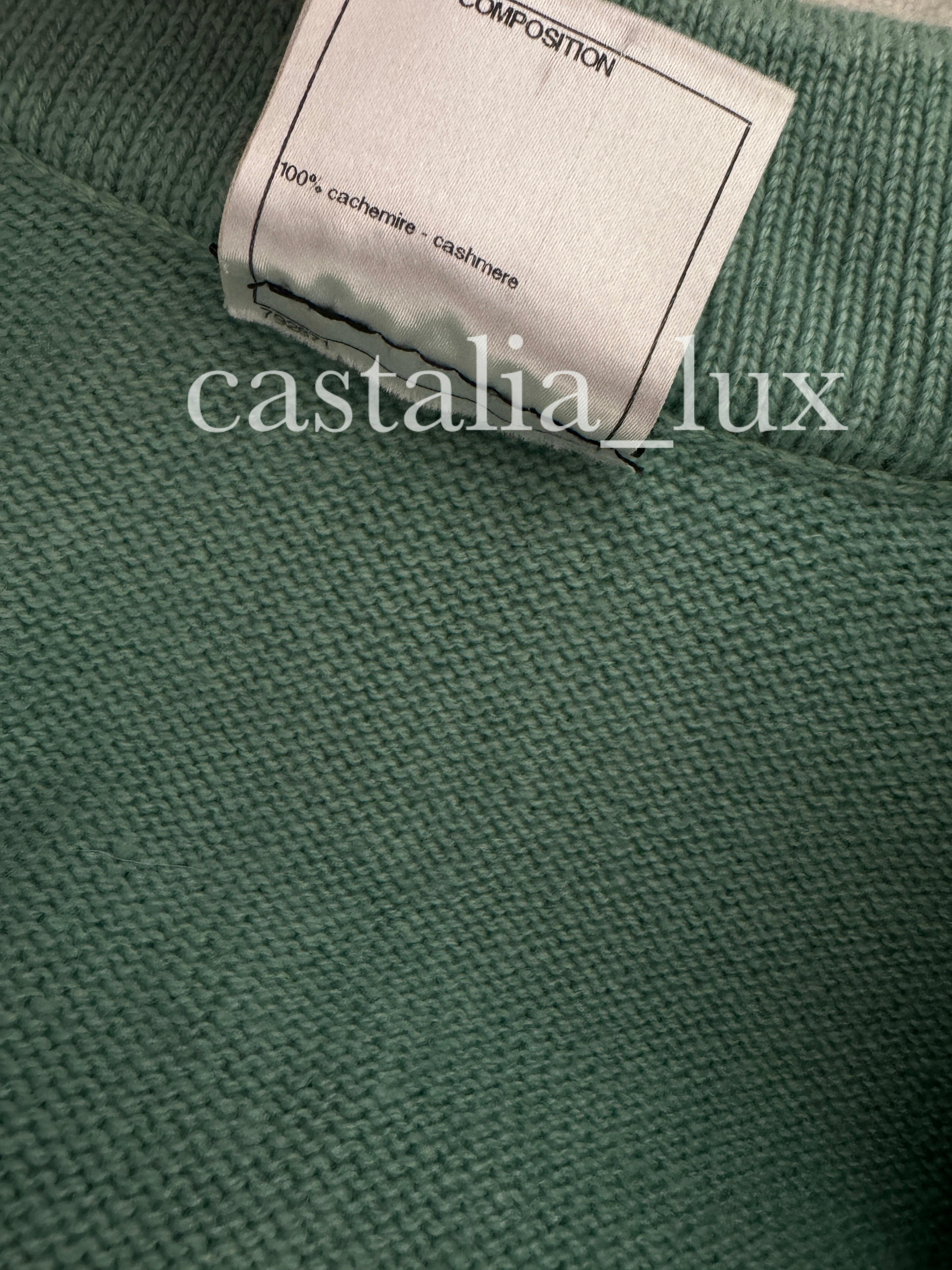 Chanel New CC Buttons Turquoise Cashmere Jacket For Sale 7
