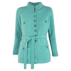 Used Chanel New CC Buttons Turquoise Cashmere Jacket