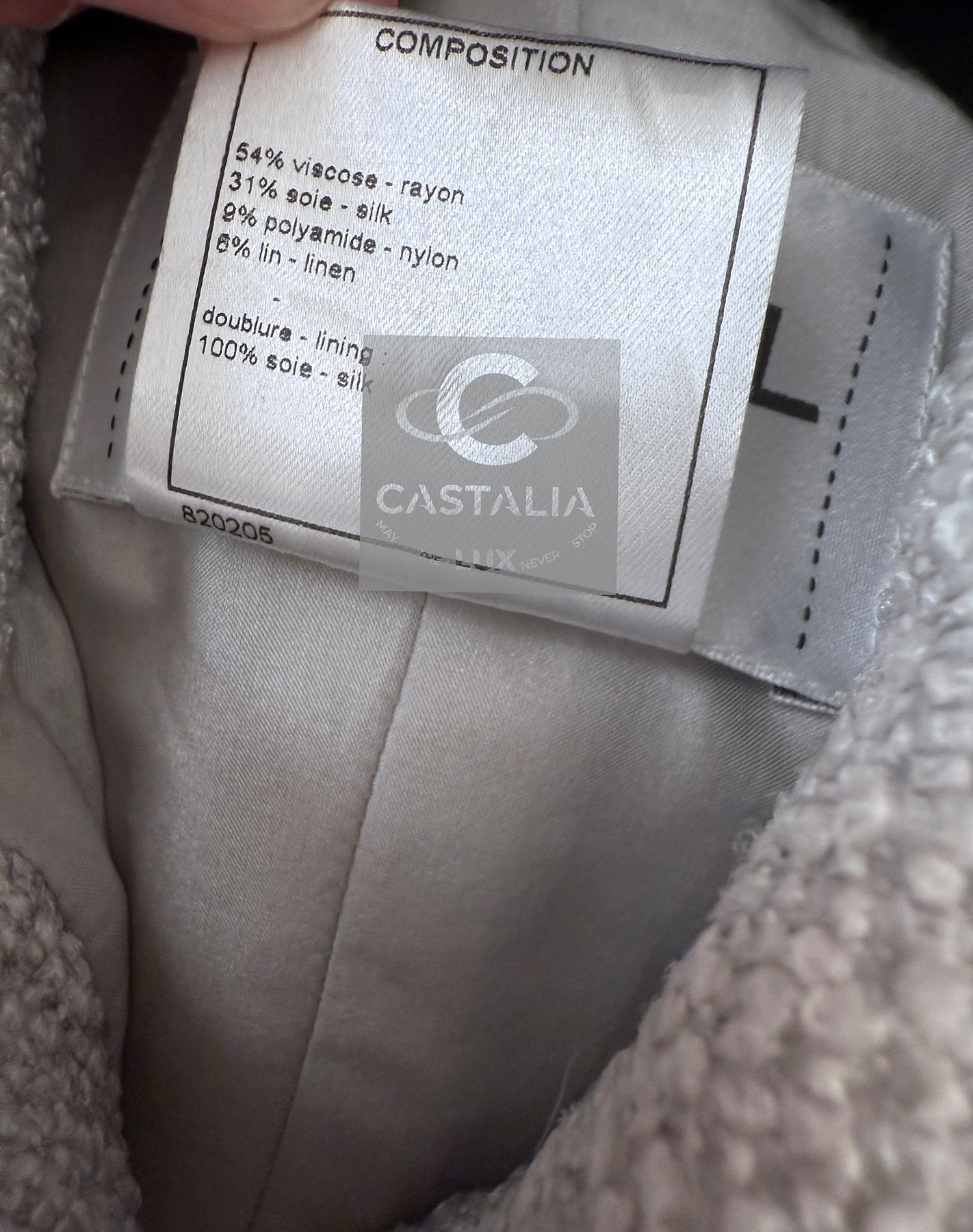Chanel Neue silbergraue Tweed-Jacke mit Schleife 42 FR 10