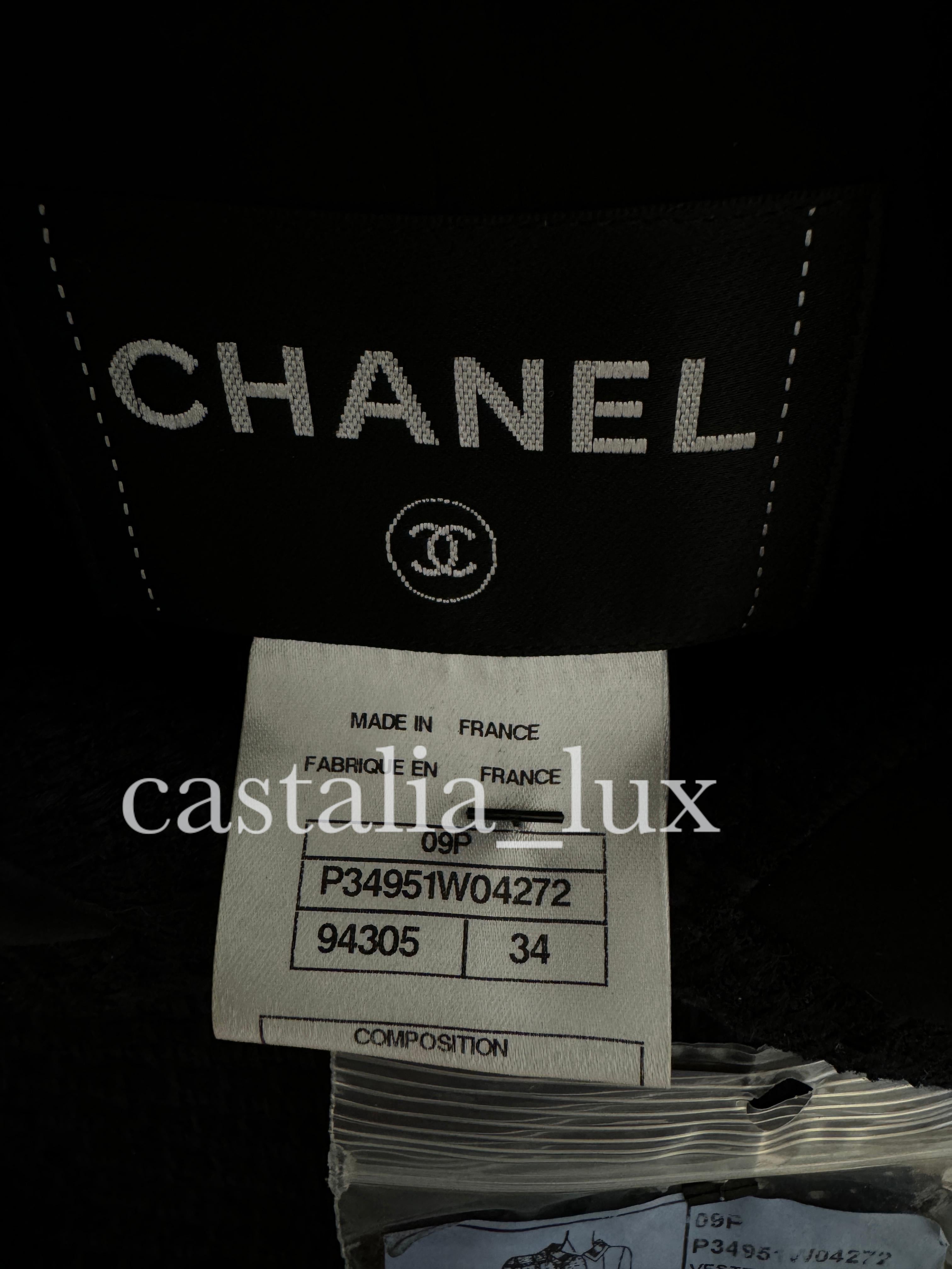 Chanel New CC Camellia Buttons Black Tweed Jacket For Sale 11