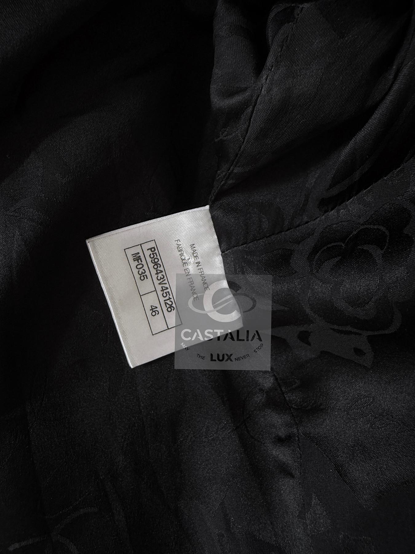 Chanel Nuevo CC Botones de eslabón de cadena Chaqueta de tweed negro 46 FR en venta 7