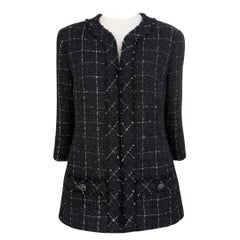Chanel New CC Chain Link Buttons Black Tweed Jacket