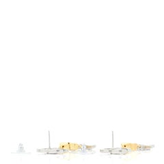 CHANEL NEW CC Crystal Gold and Silver Metal Star Dangle Drop Evening Earrings