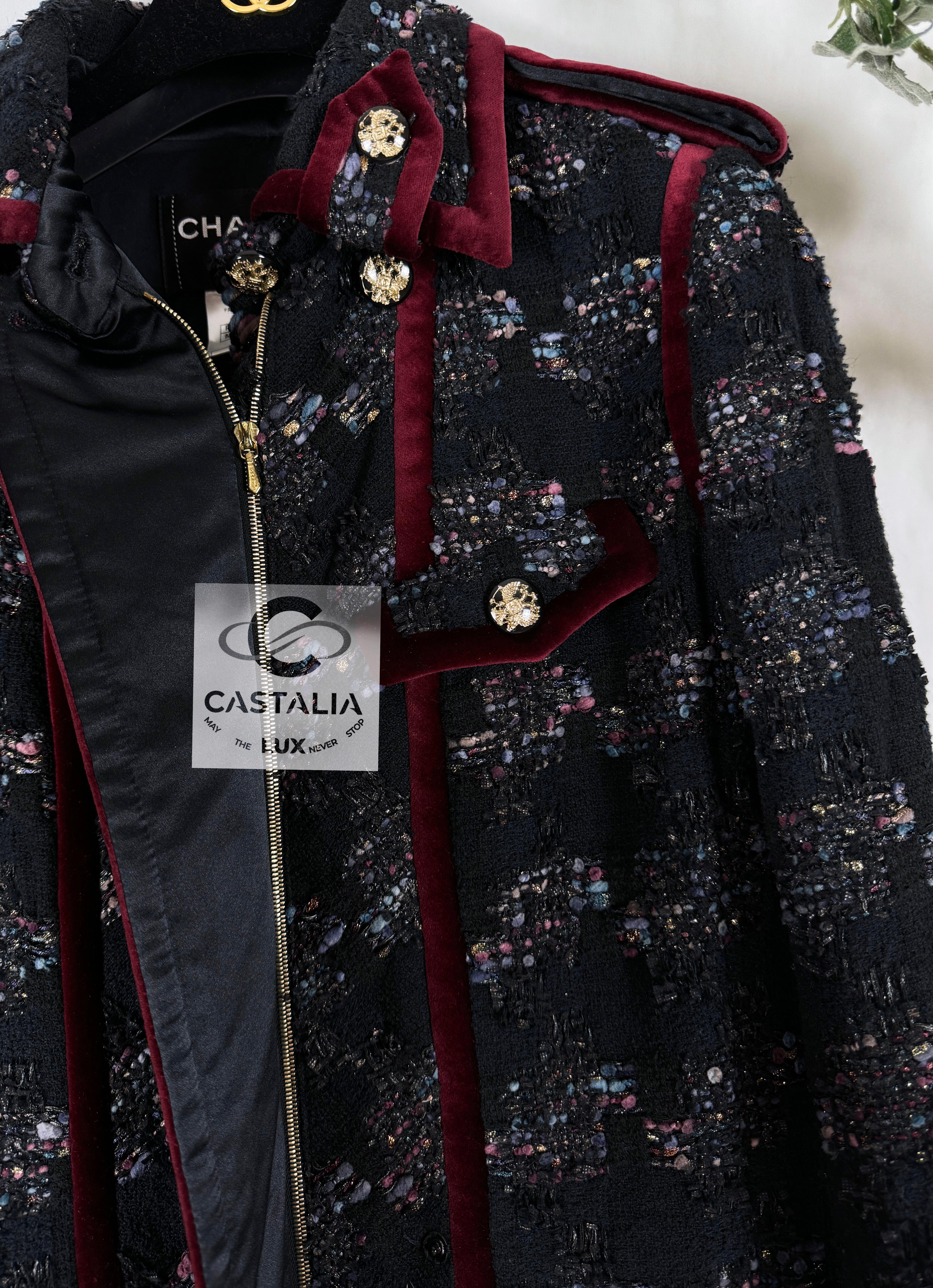 Chanel New CC Eagle Buttons Black Tweed Jacket 10
