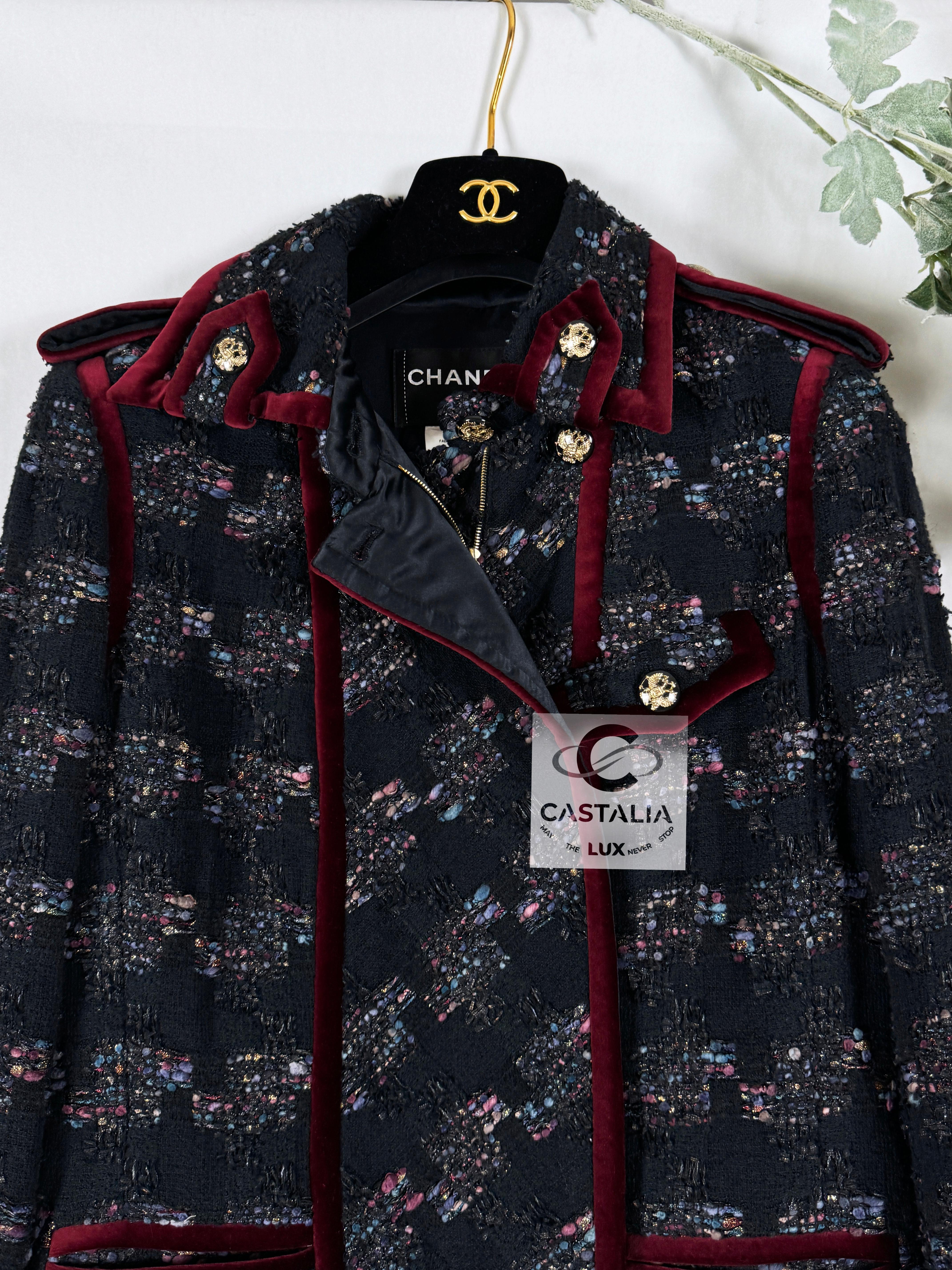 Chanel New CC Eagle Buttons Black Tweed Jacket 1