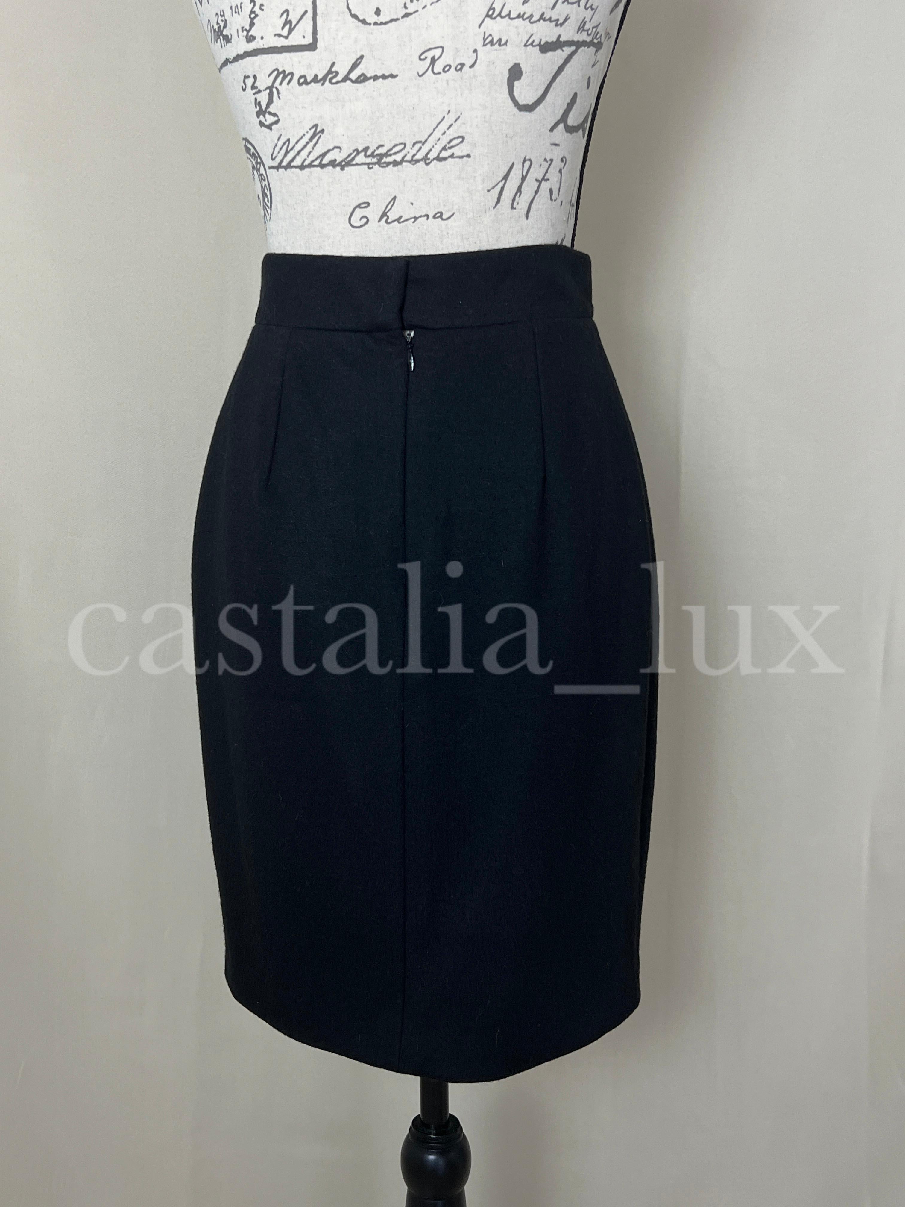 Chanel New CC Eagle Charm Black Pencil Skirt For Sale 2